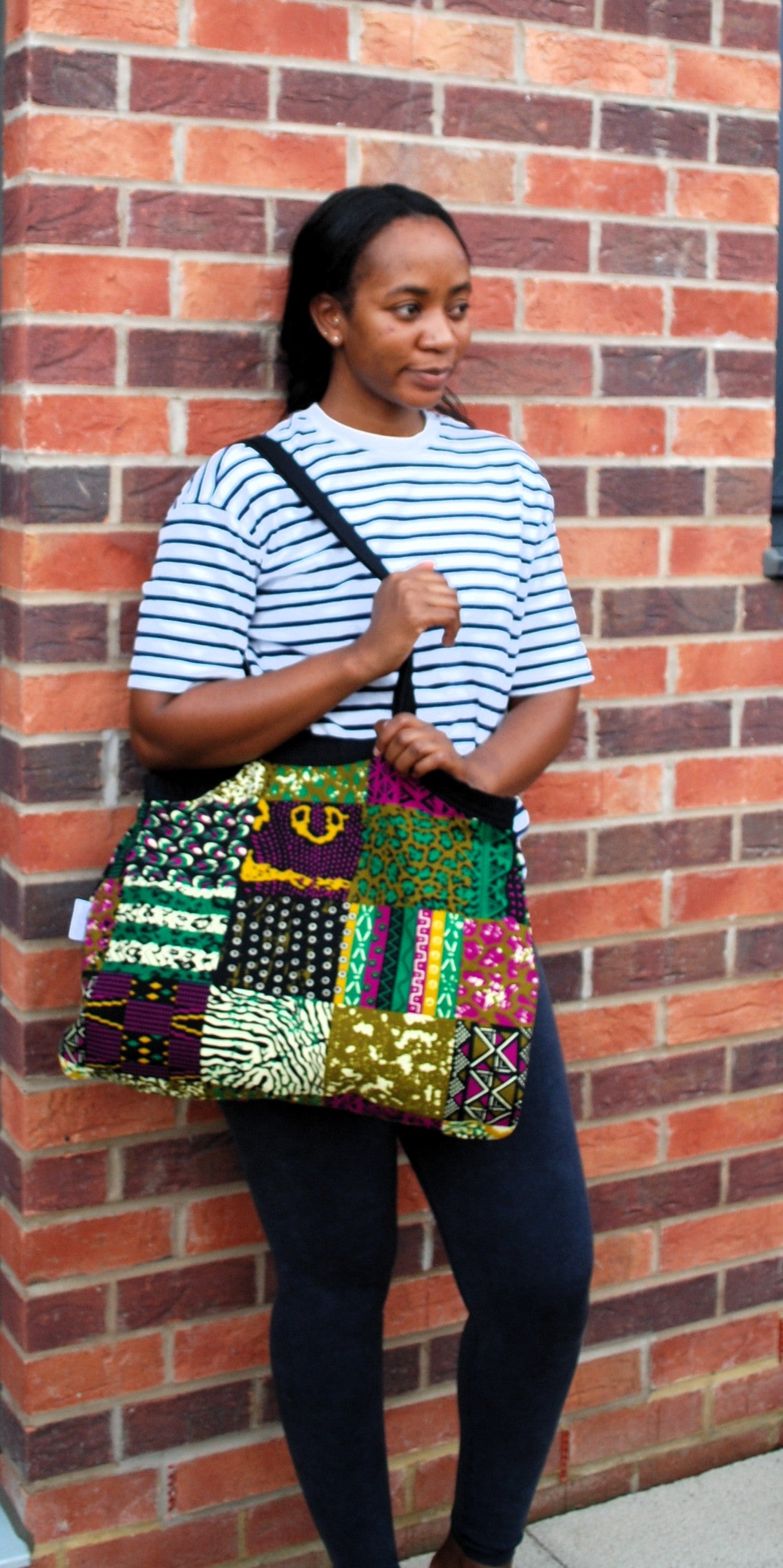 Large Colourful African Print Fabric Tote Bag