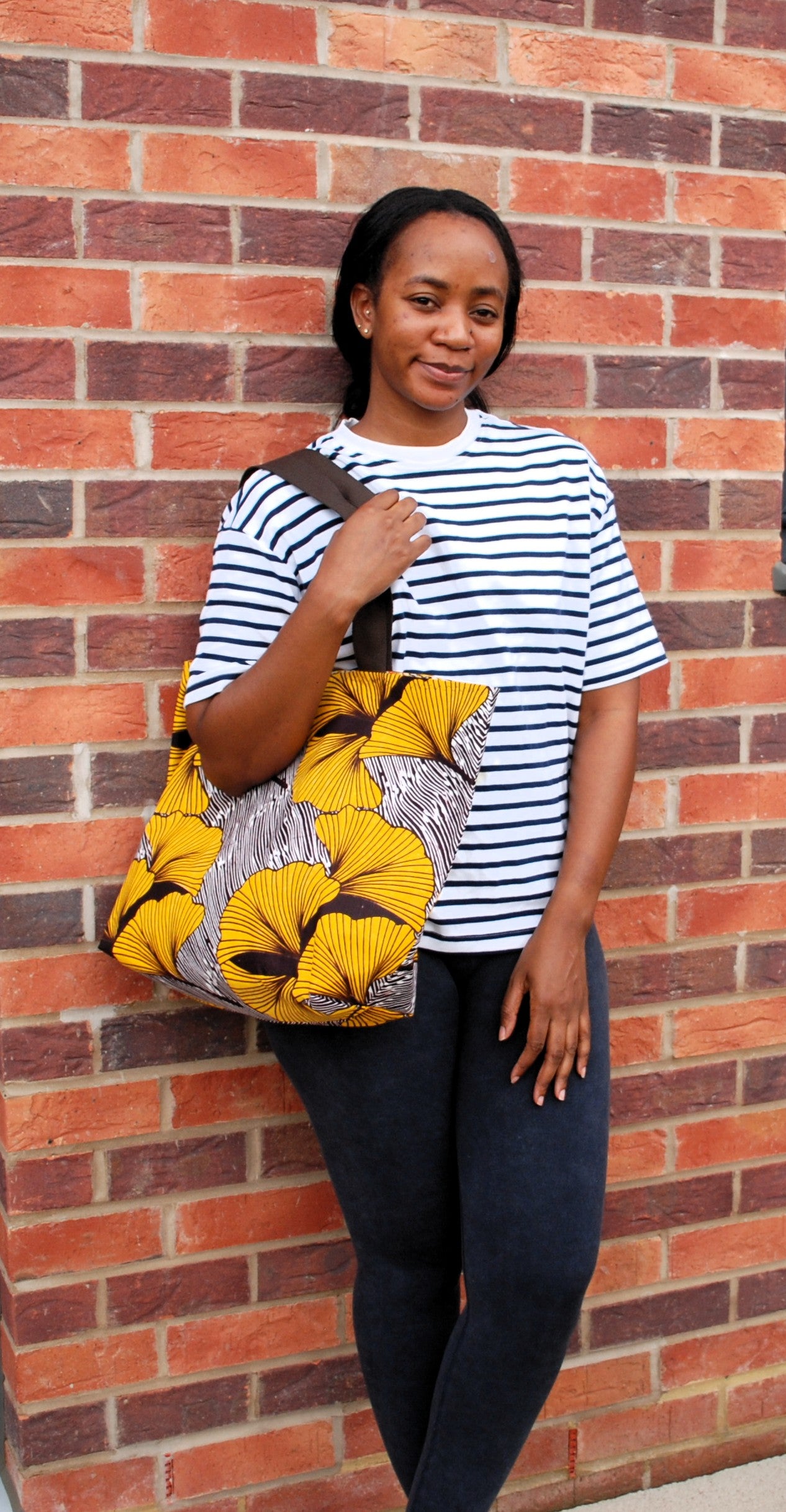 Large Abstract Floral African Print Wax Tote Bag