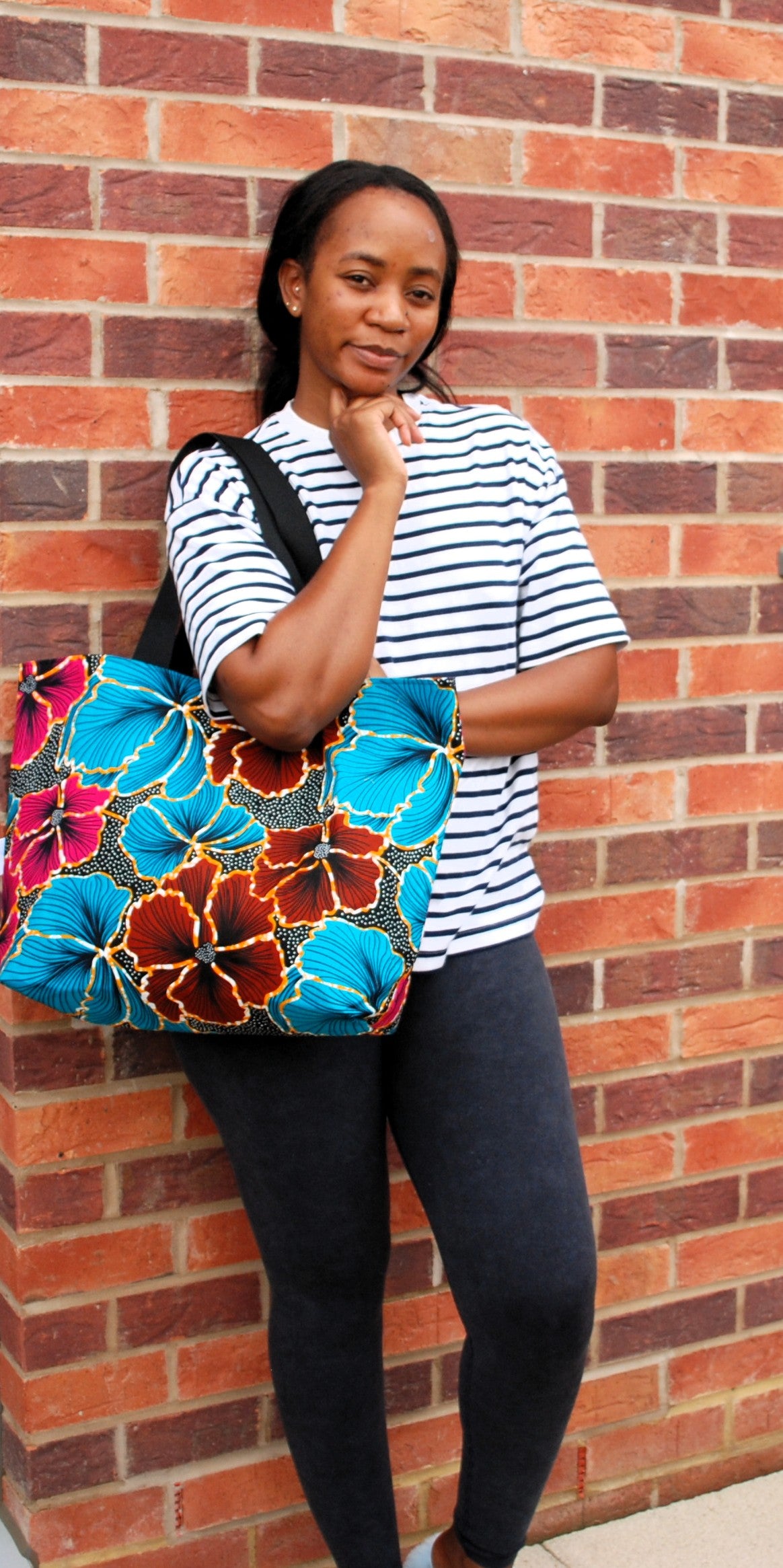 Large Colourful Floral African Print Wax Tote Bag