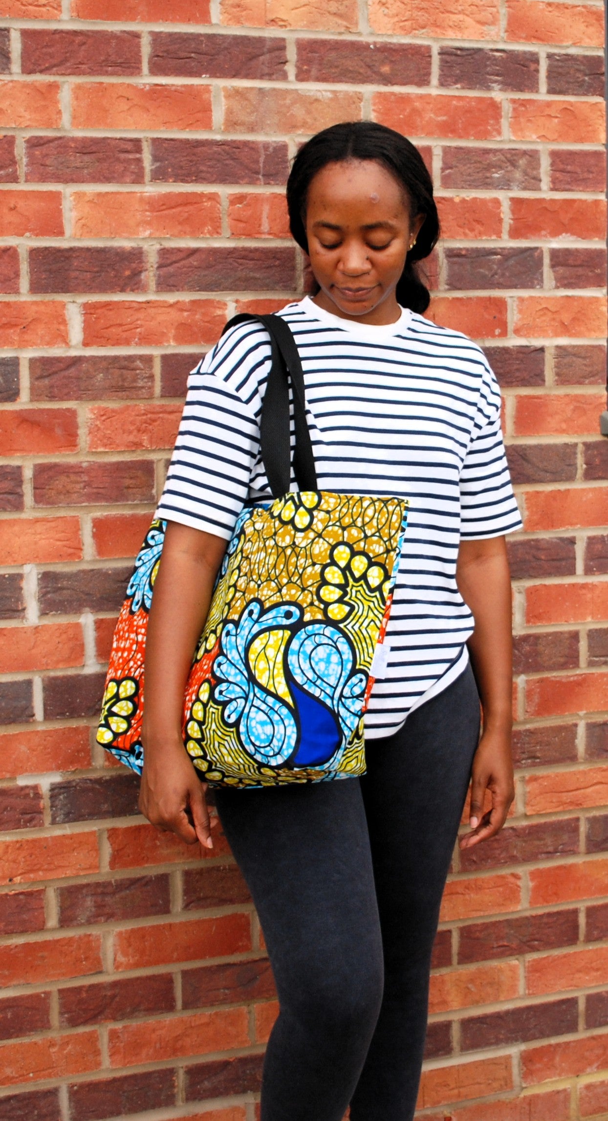 Large Colourful Abstract African Print Wax Tote Bag