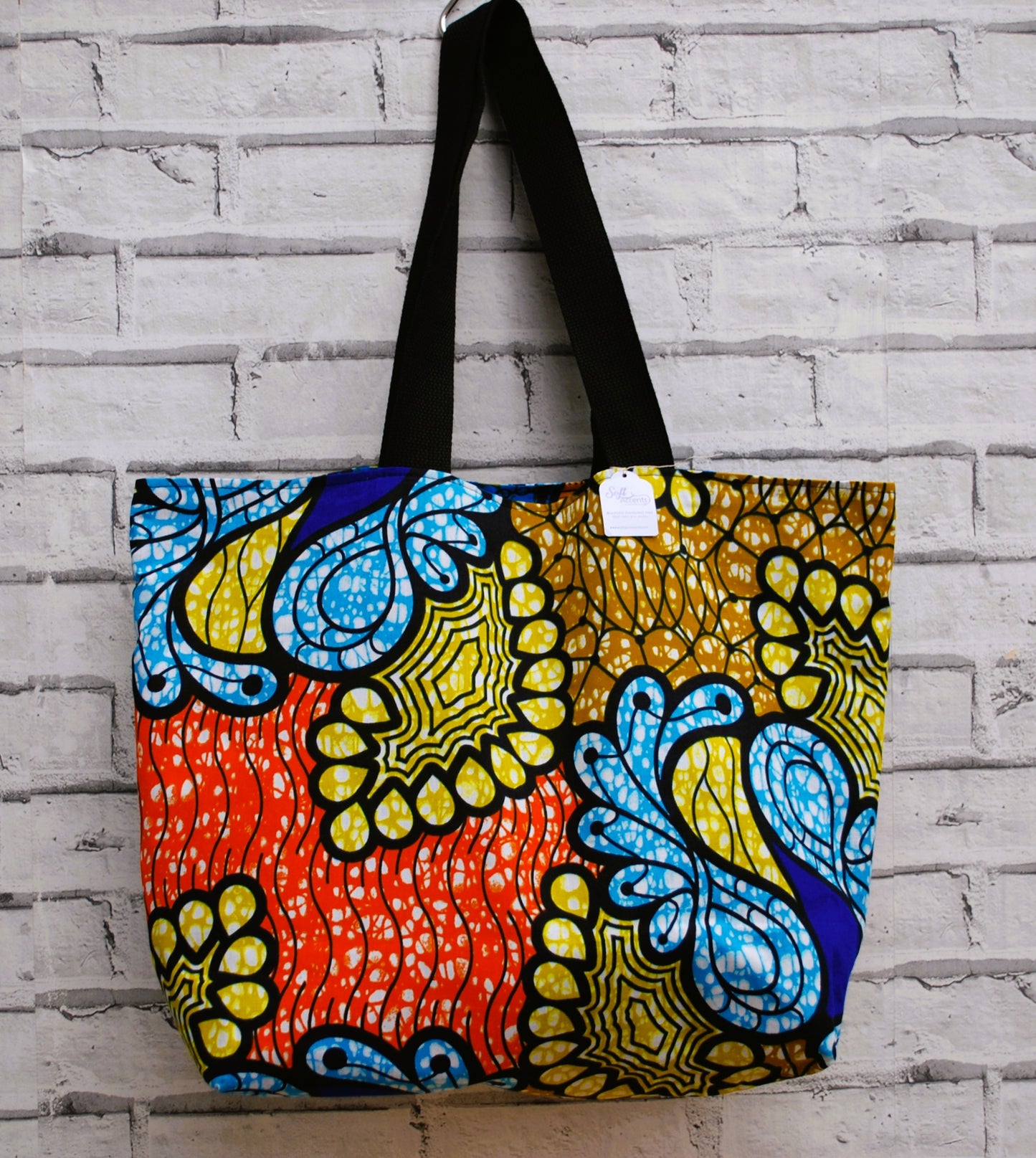 Large Colourful African Print Wax Tote Bag