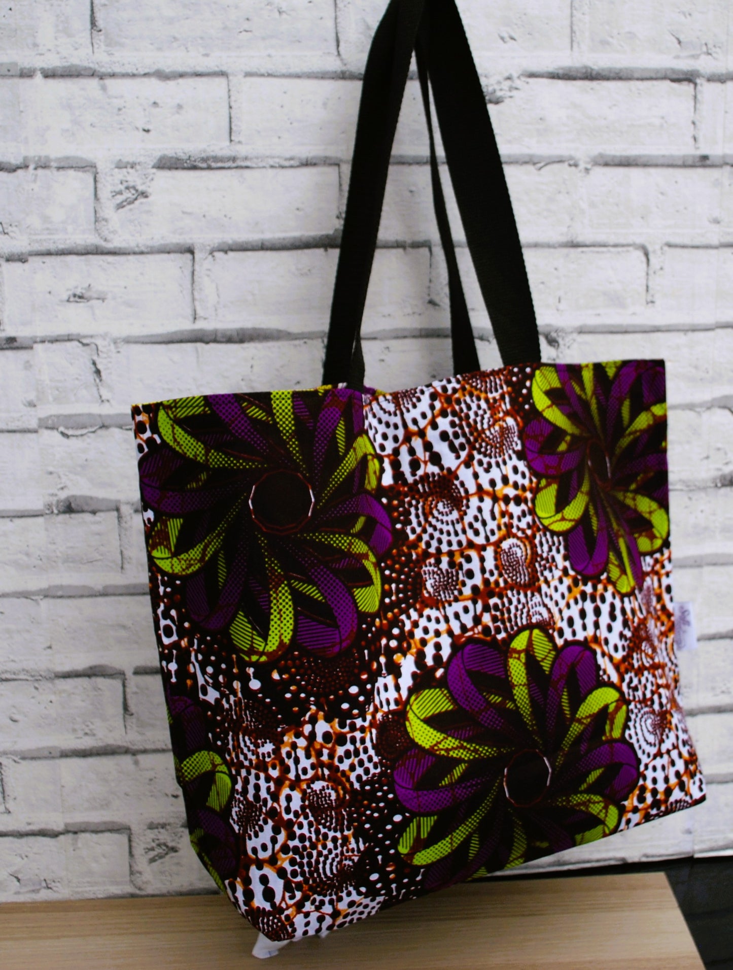 Large Colourful African Print Wax Tote Bag