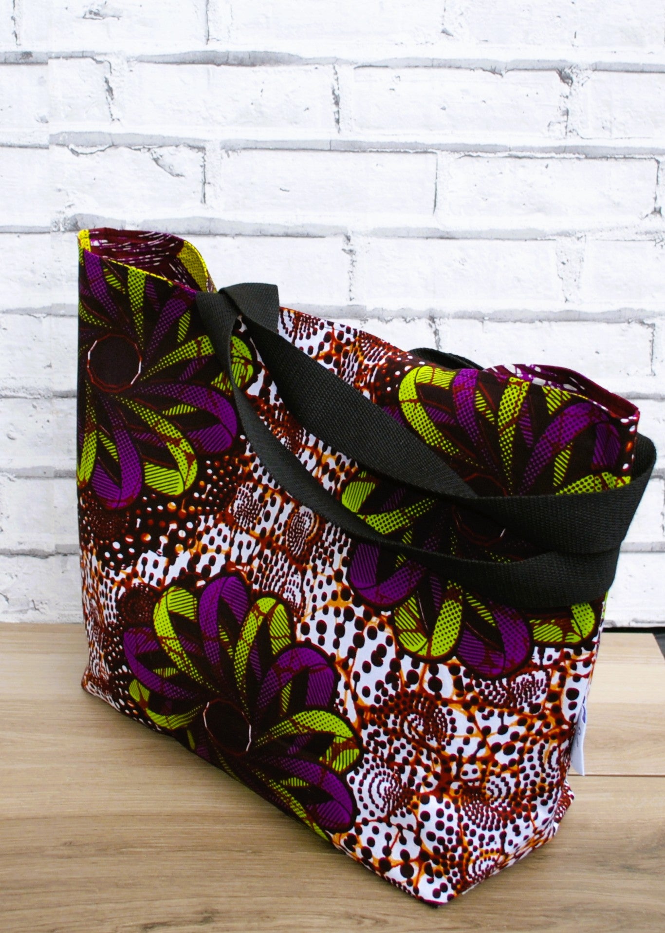 Large Colourful African Print Wax Tote Bag