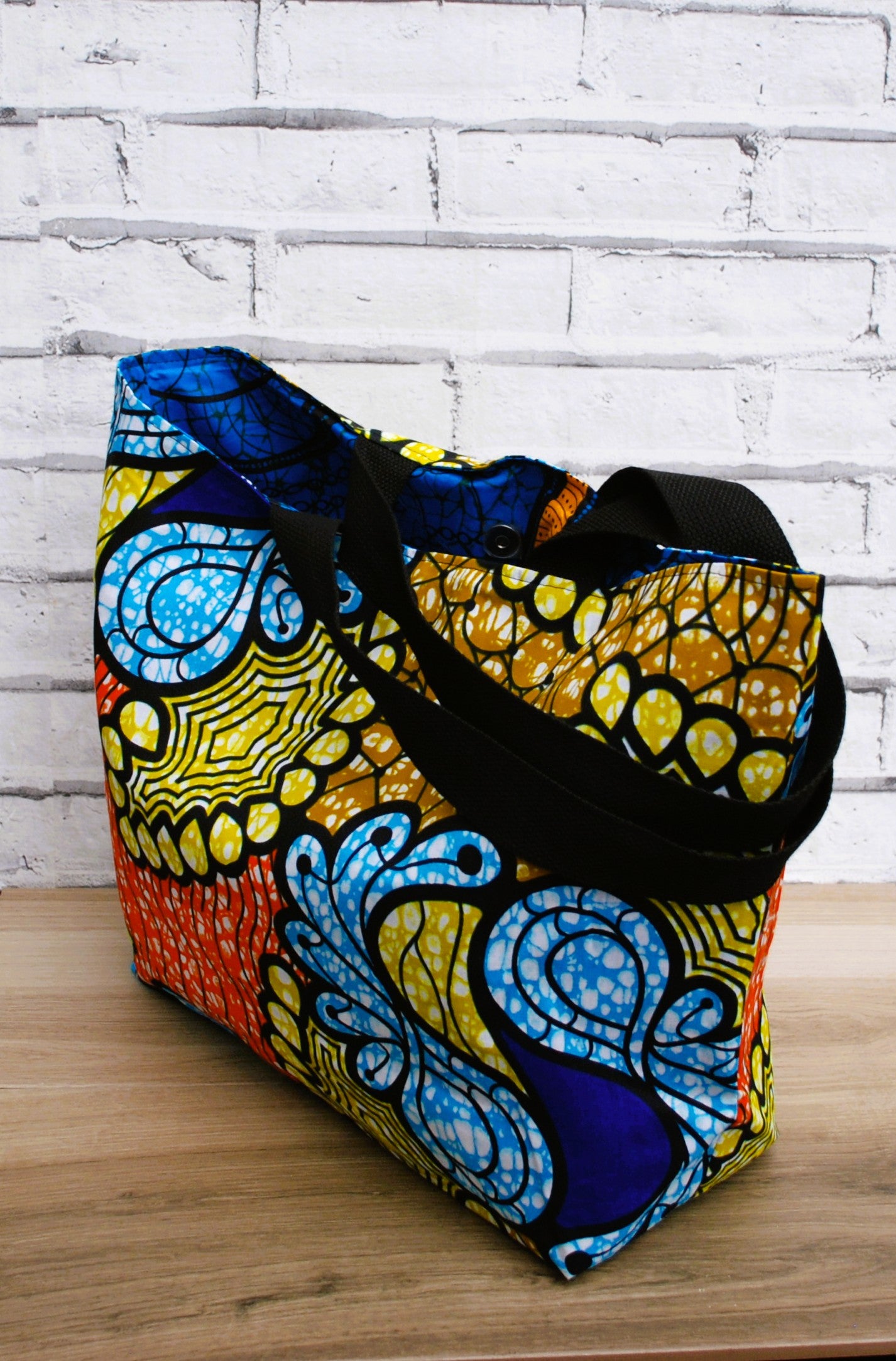 Large Colourful Abstract African Print Wax Tote Bag