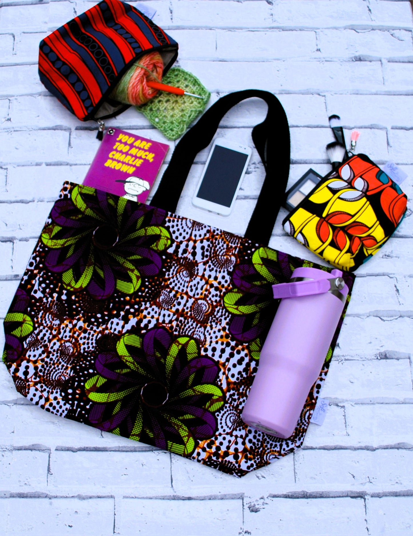 Large Colourful African Print Wax Tote Bag