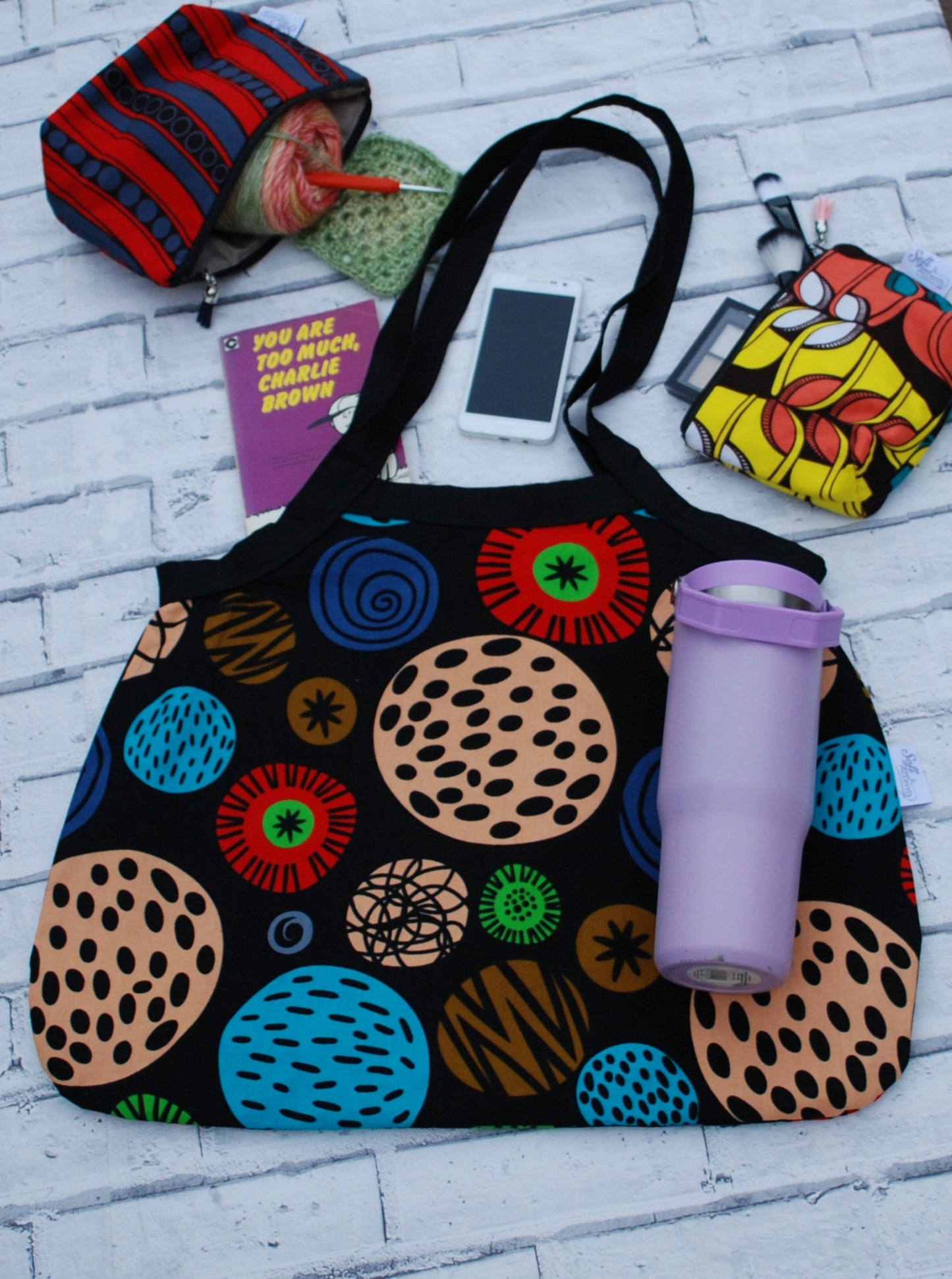 Large Bold Abstract Print Fabric Tote Bag
