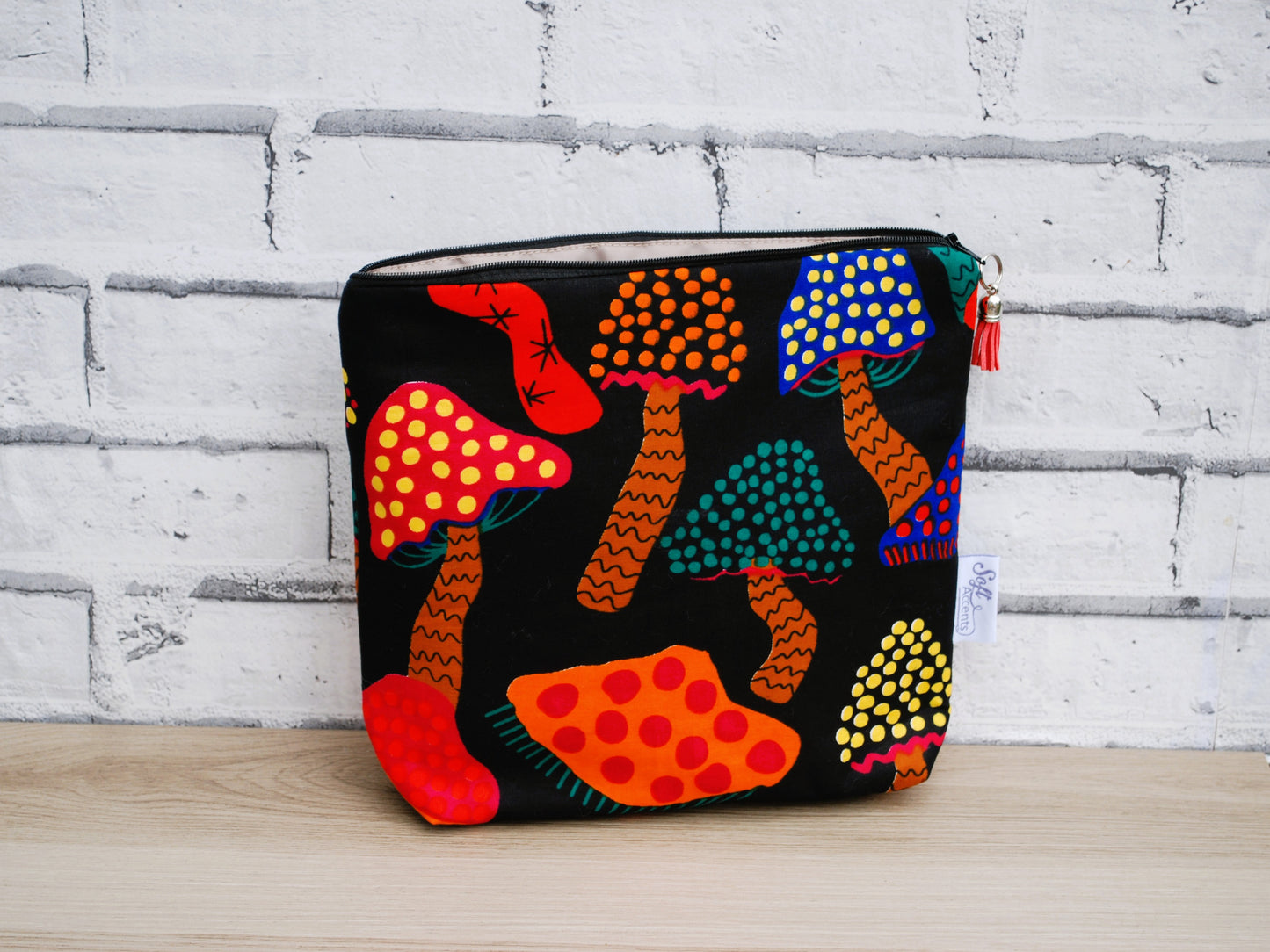Tall Wash Bag abstract Mushroom Print Design