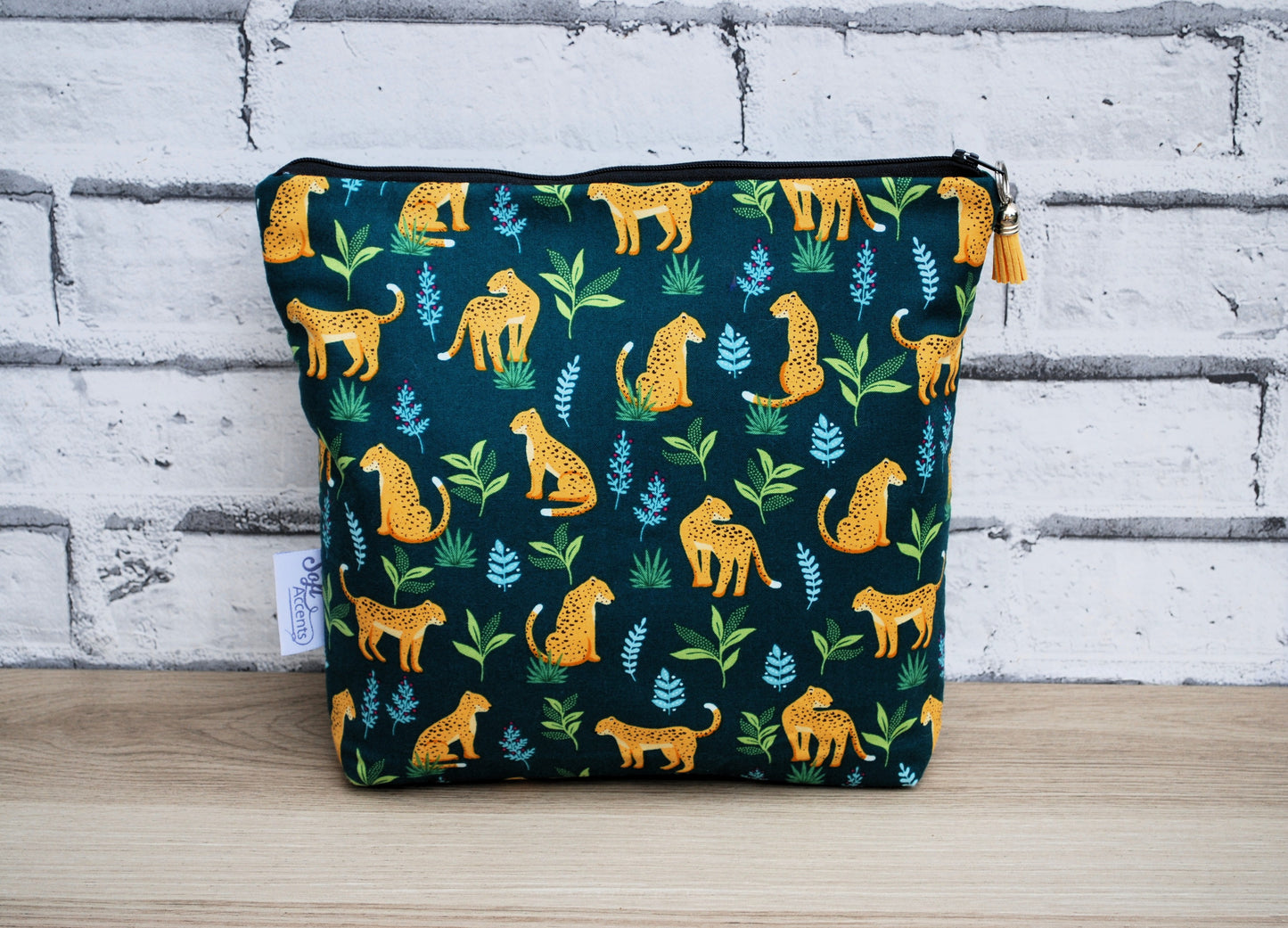 Teal Leopard Tall Wash Bag
