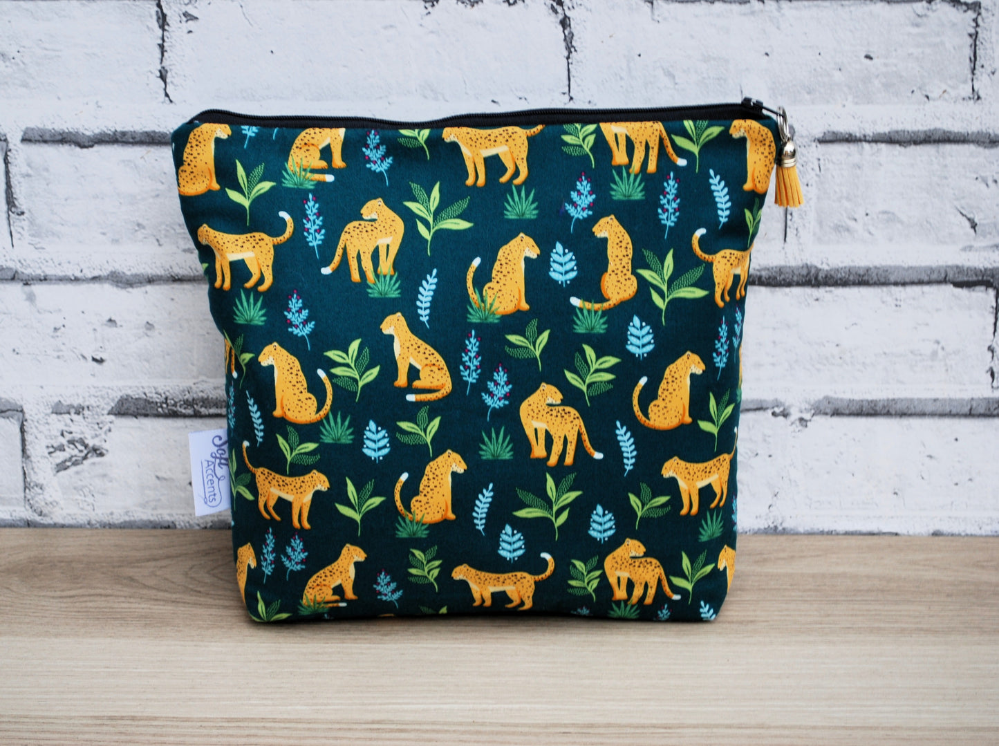 Teal Leopard Tall Wash Bag