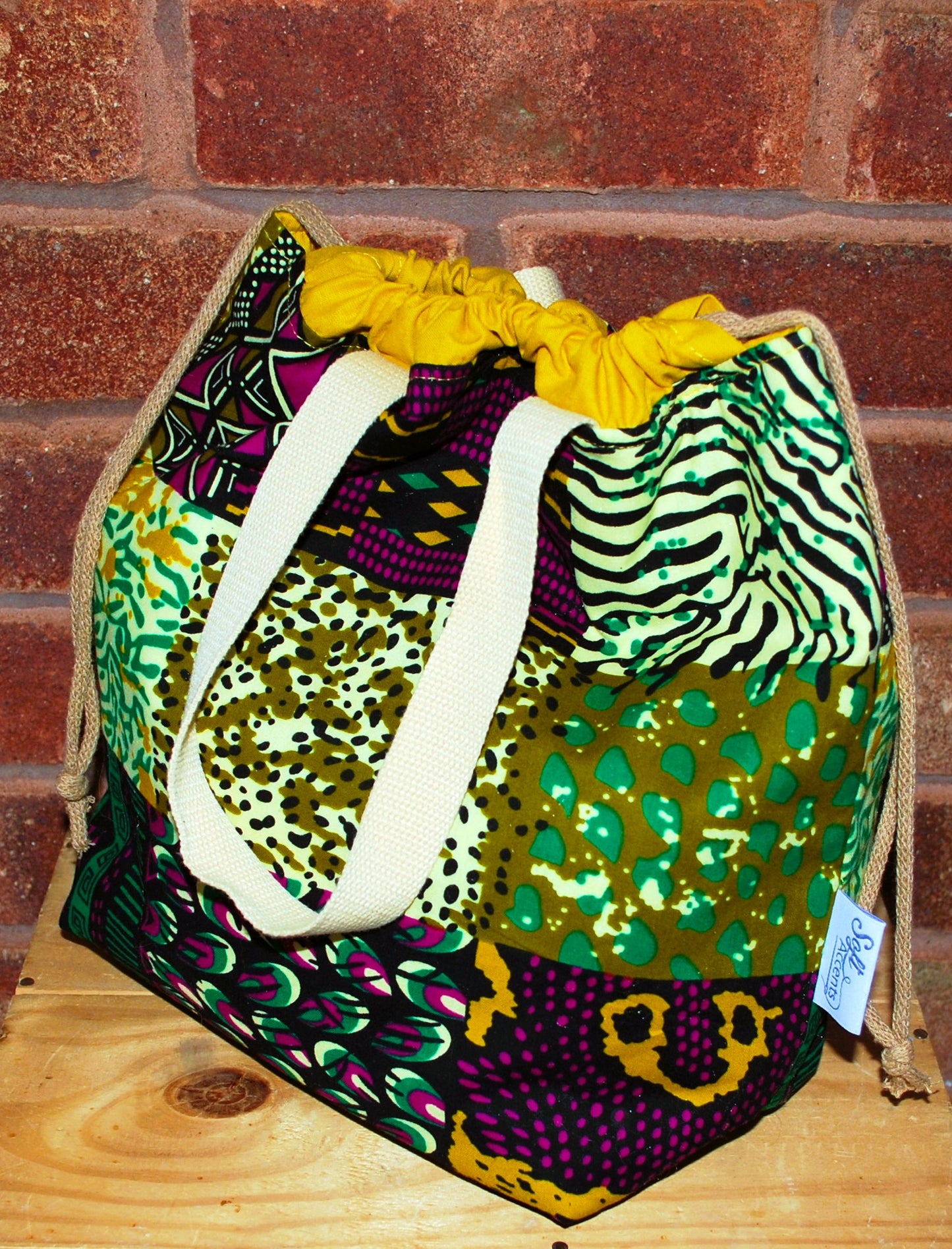 Large Colourful African Print Project Bag