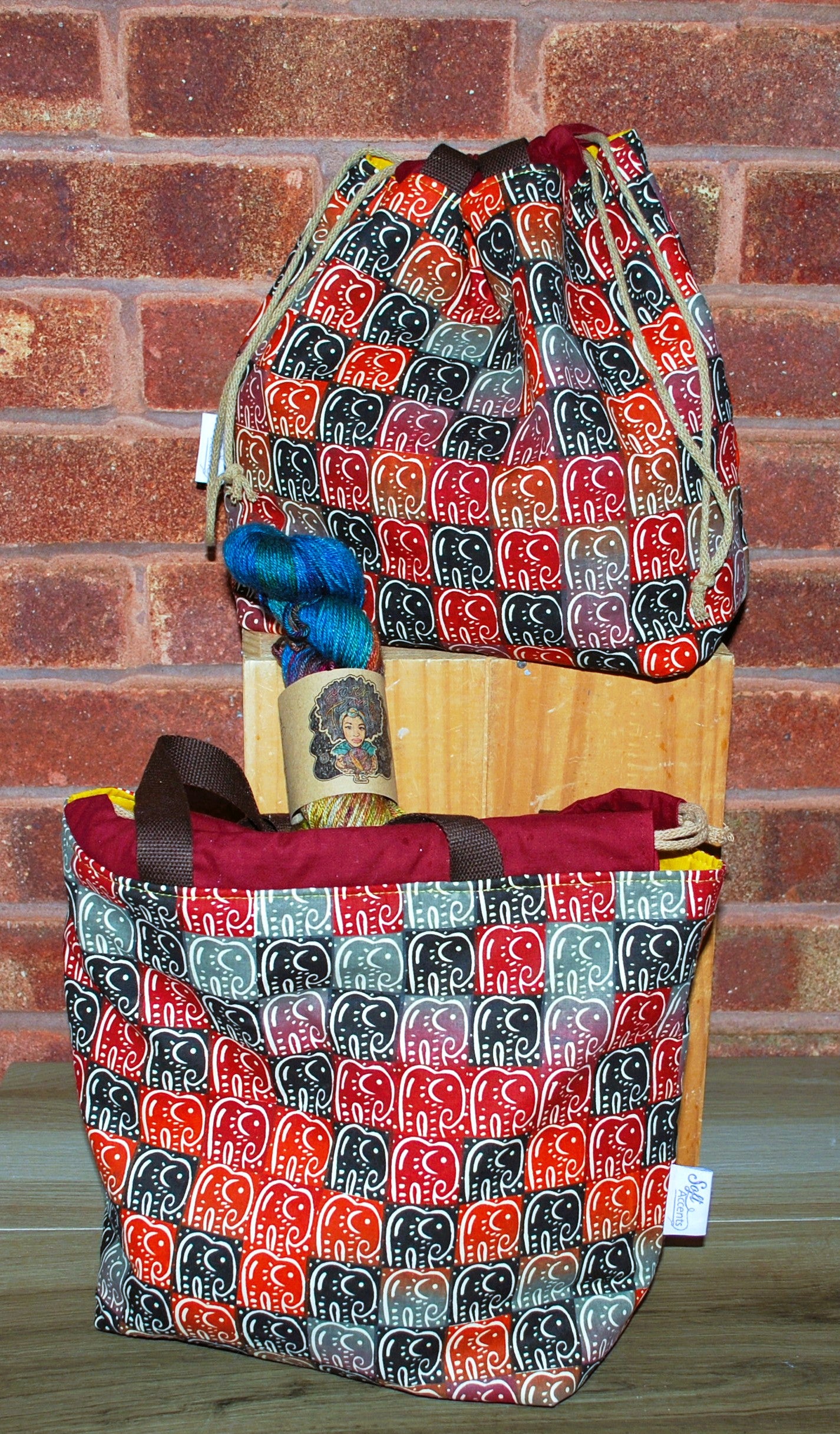 Large Colourful African Print Project Bag