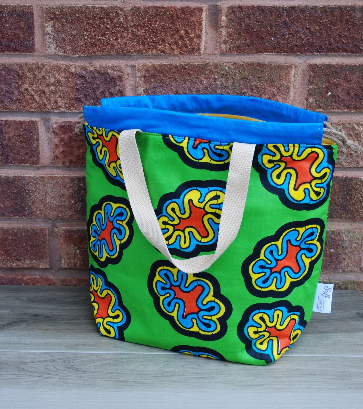 Large rainbow Green abstract print Farai Project Bag