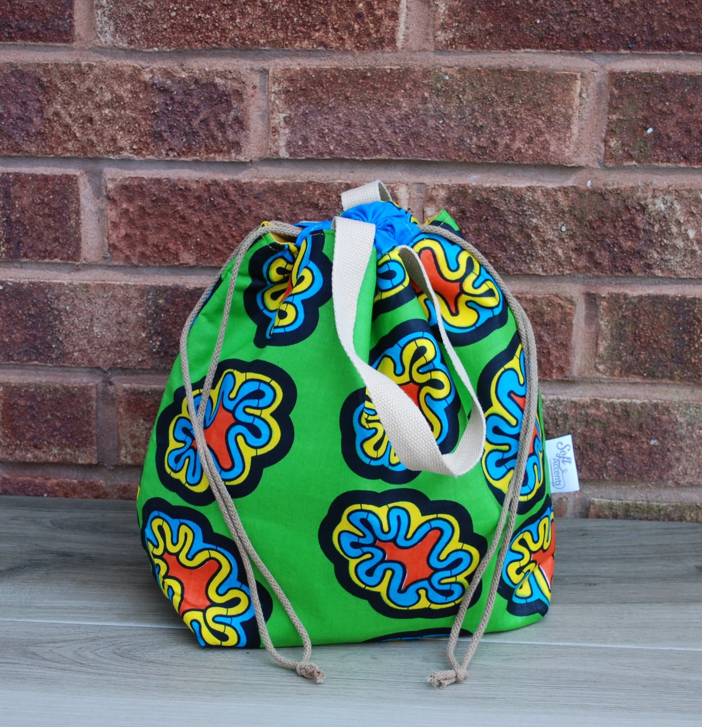 Large rainbow Green abstract print Farai Project Bag