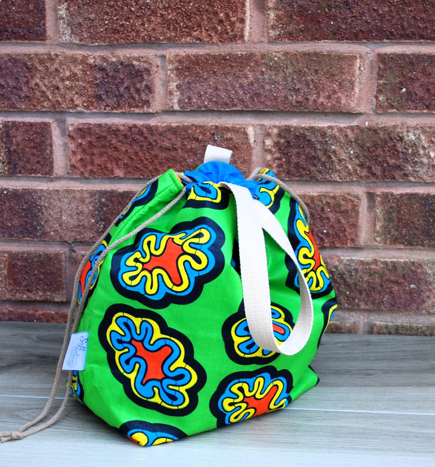 Large rainbow Green abstract print Farai Project Bag