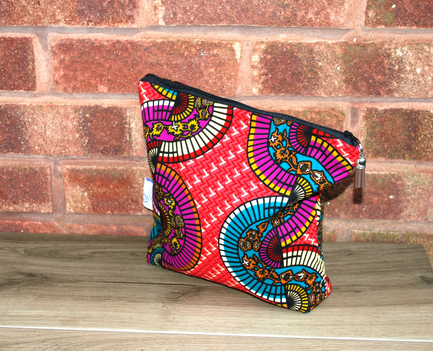 Magenta Red Turquoise African Print tall/large Wash Bag