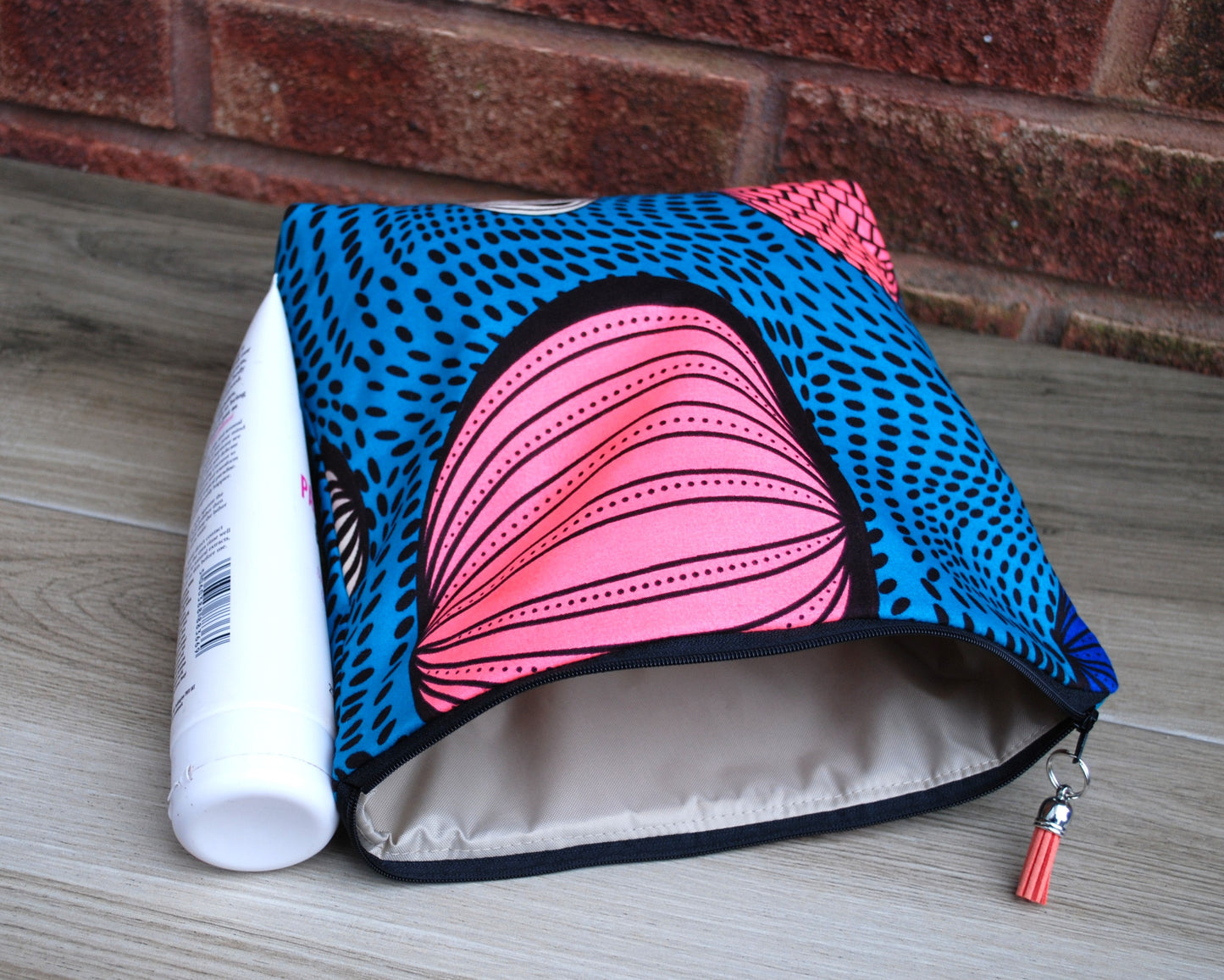 Jade and Pink abstract African print fabric Tall Wash Bag