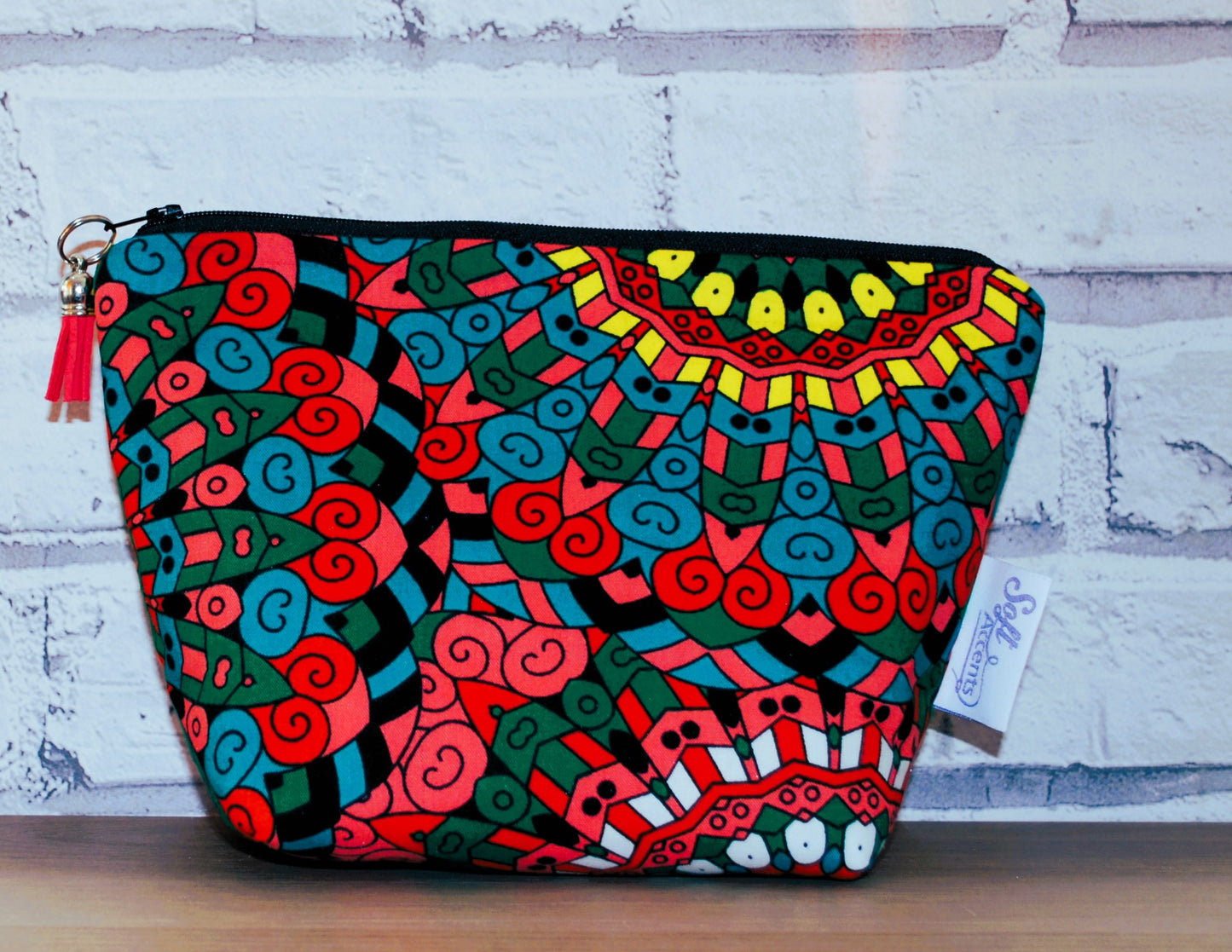 Sunshine print medium zipper pouch Makeup Bag