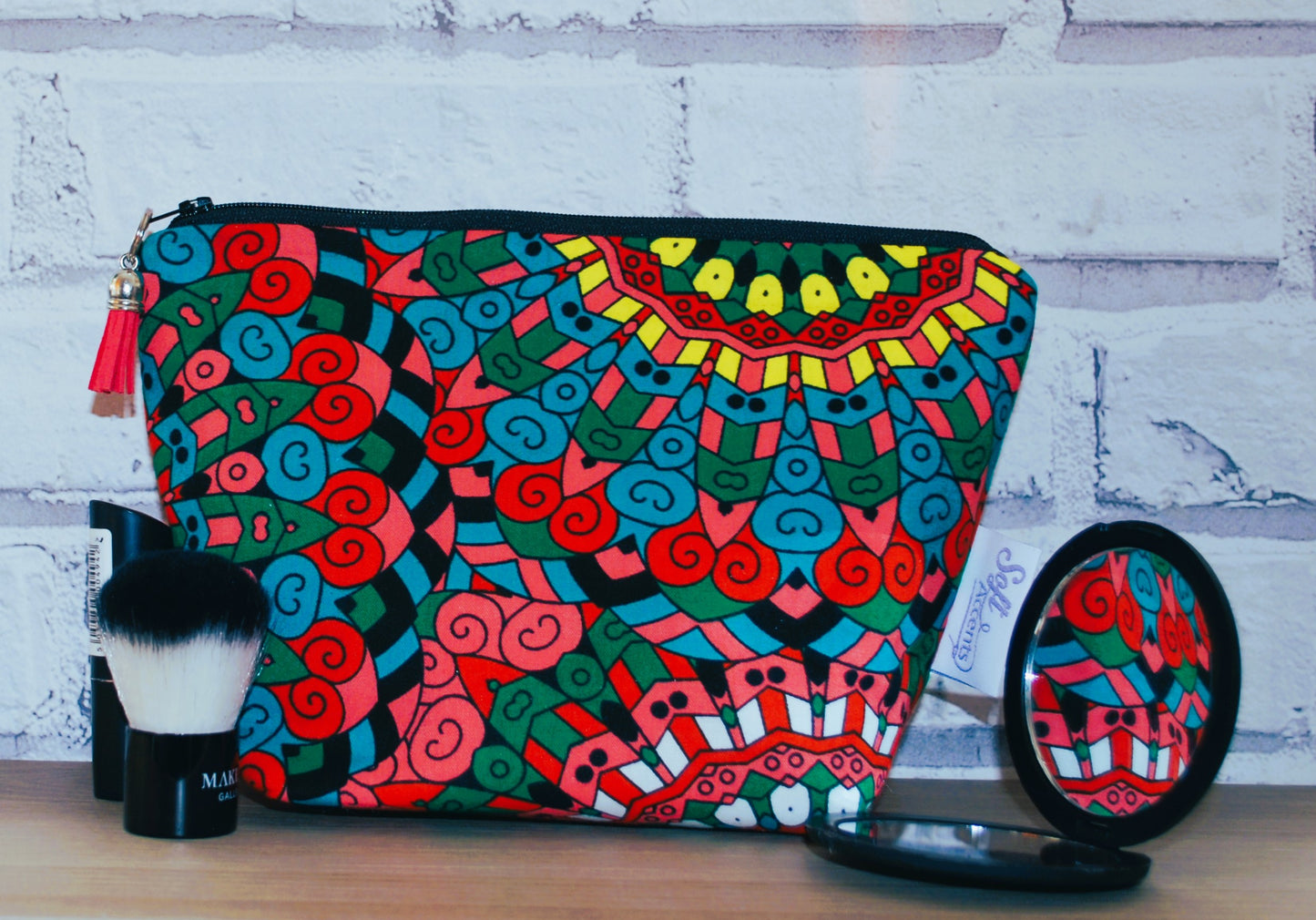 Sunshine print medium zipper pouch Makeup Bag