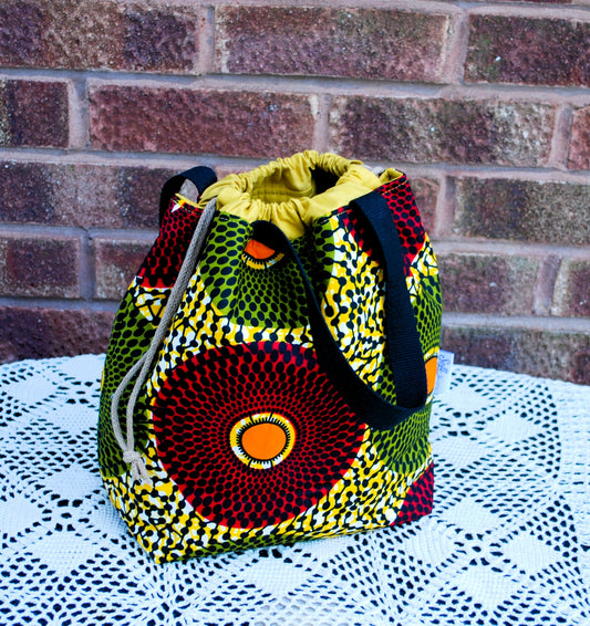 Red Green & Yellow Large Farai Project Bag African Print Fabric