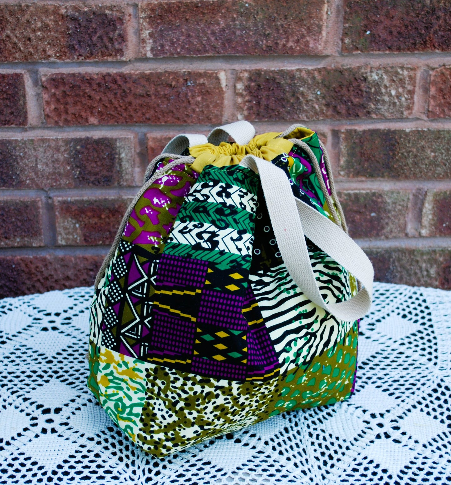 Patchwork Print Multicolour Large African Abstract Print Fabric Farai Project Bag