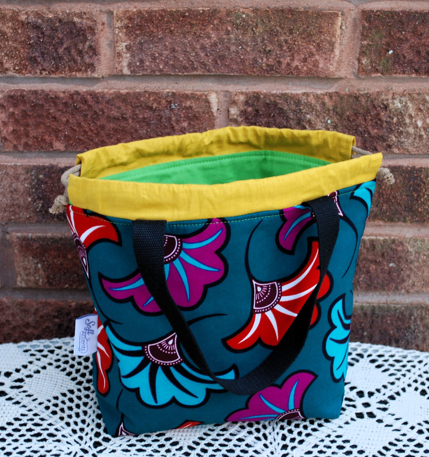 Medium Farai Project Bag Floral Motif African Print Fabric