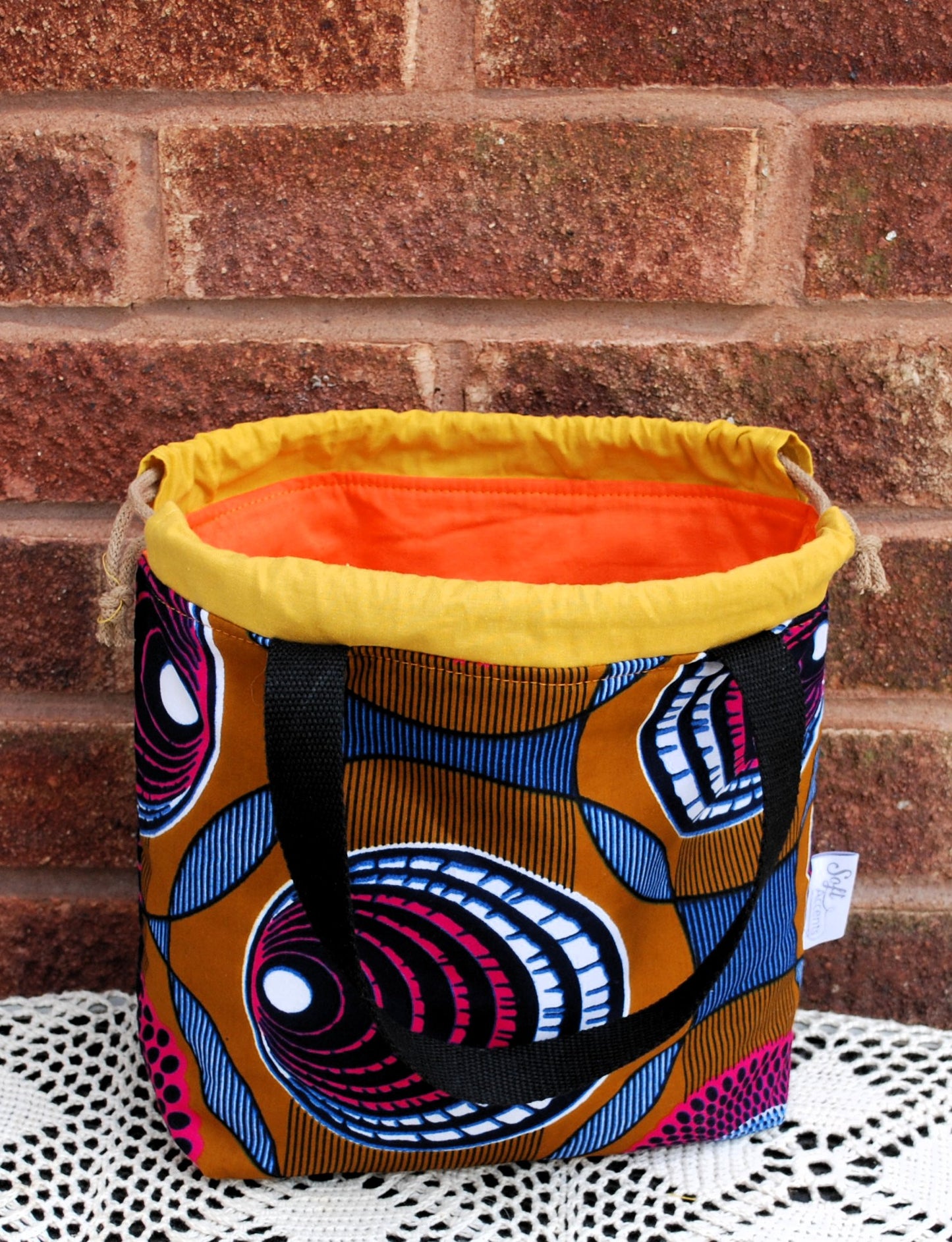 Magenta Blue Black Circle African Print Medium Farai Project Bag
