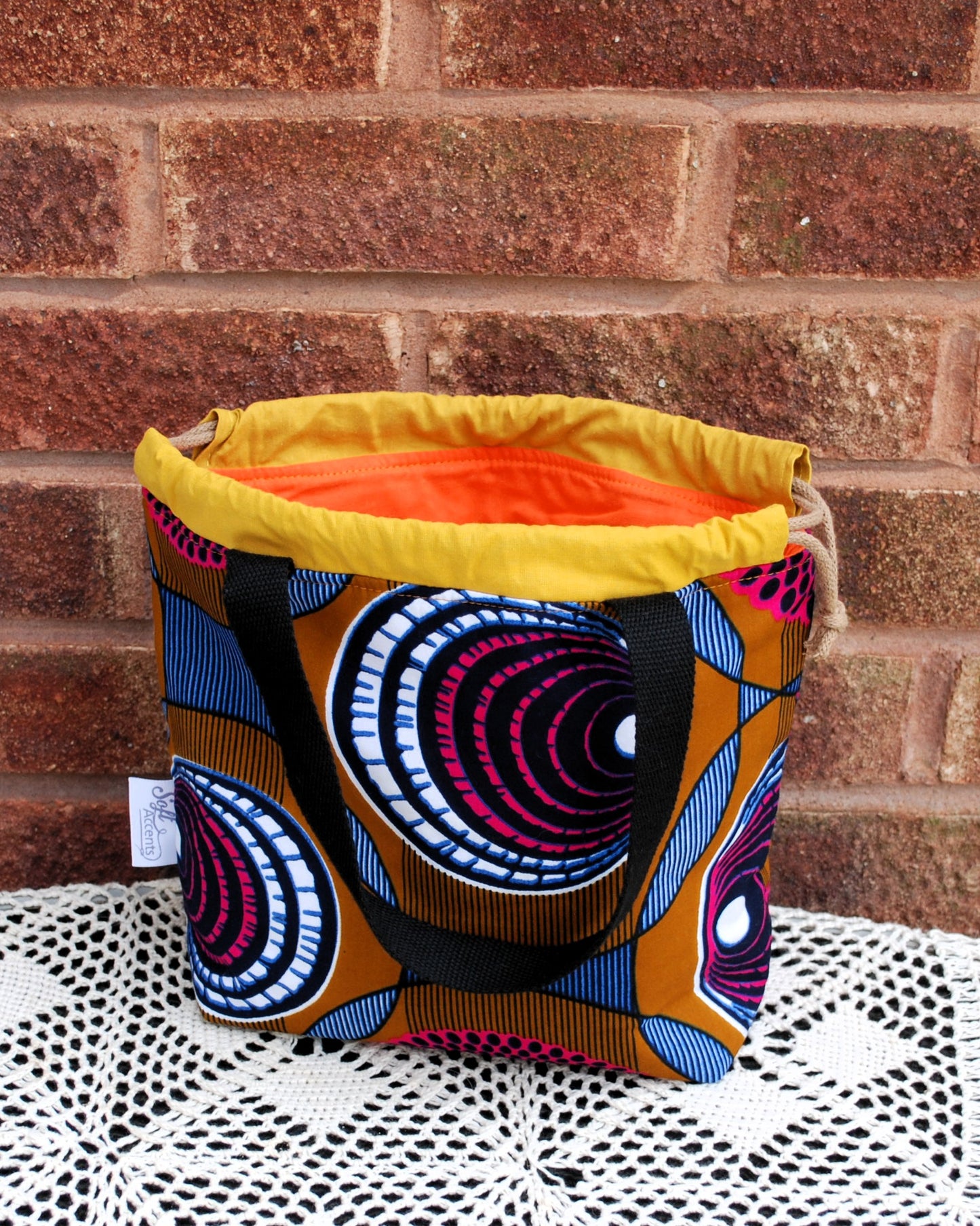 Magenta Blue Black Circle African Print Medium Farai Project Bag
