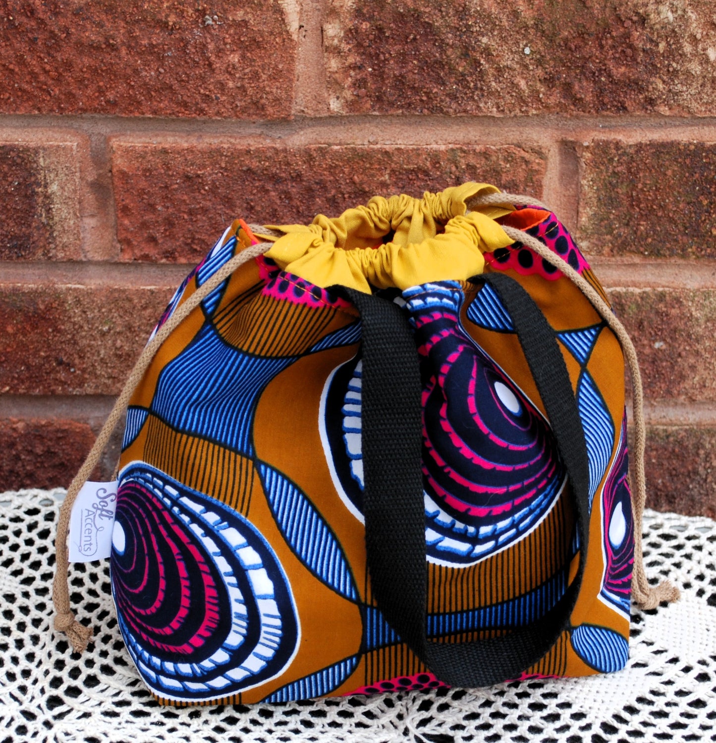 Magenta Blue Black Circle African Print Medium Farai Project Bag