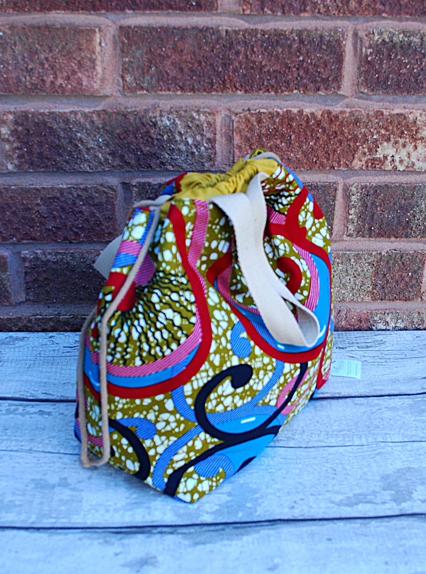 Large Colourful African Print Project Bag