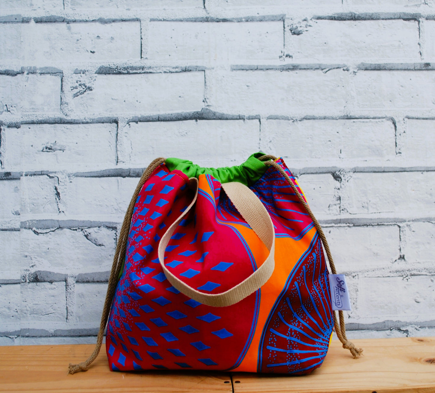 Medium African Print Fabric Project Bag
