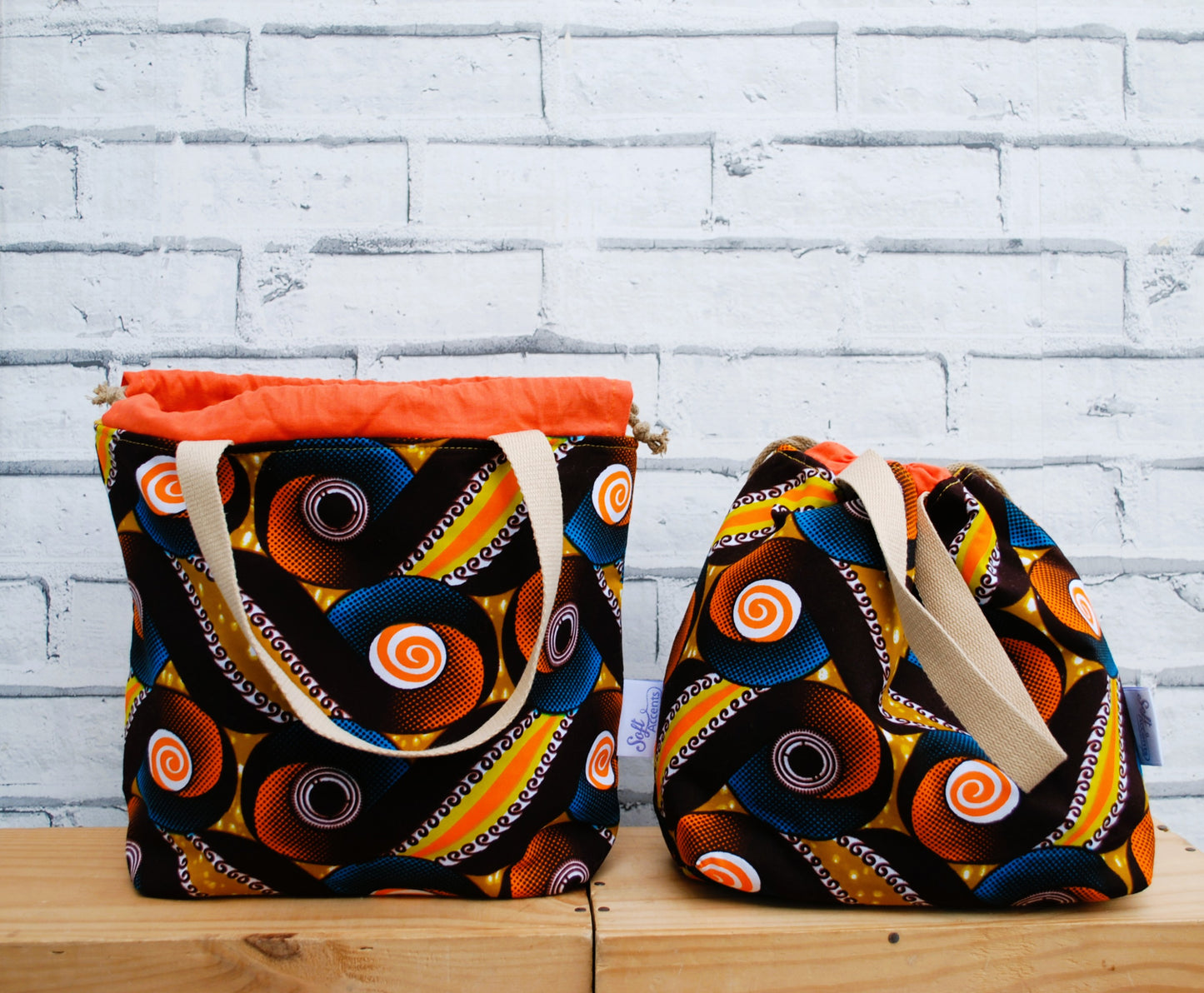 Medium African Print Fabric Project Bag