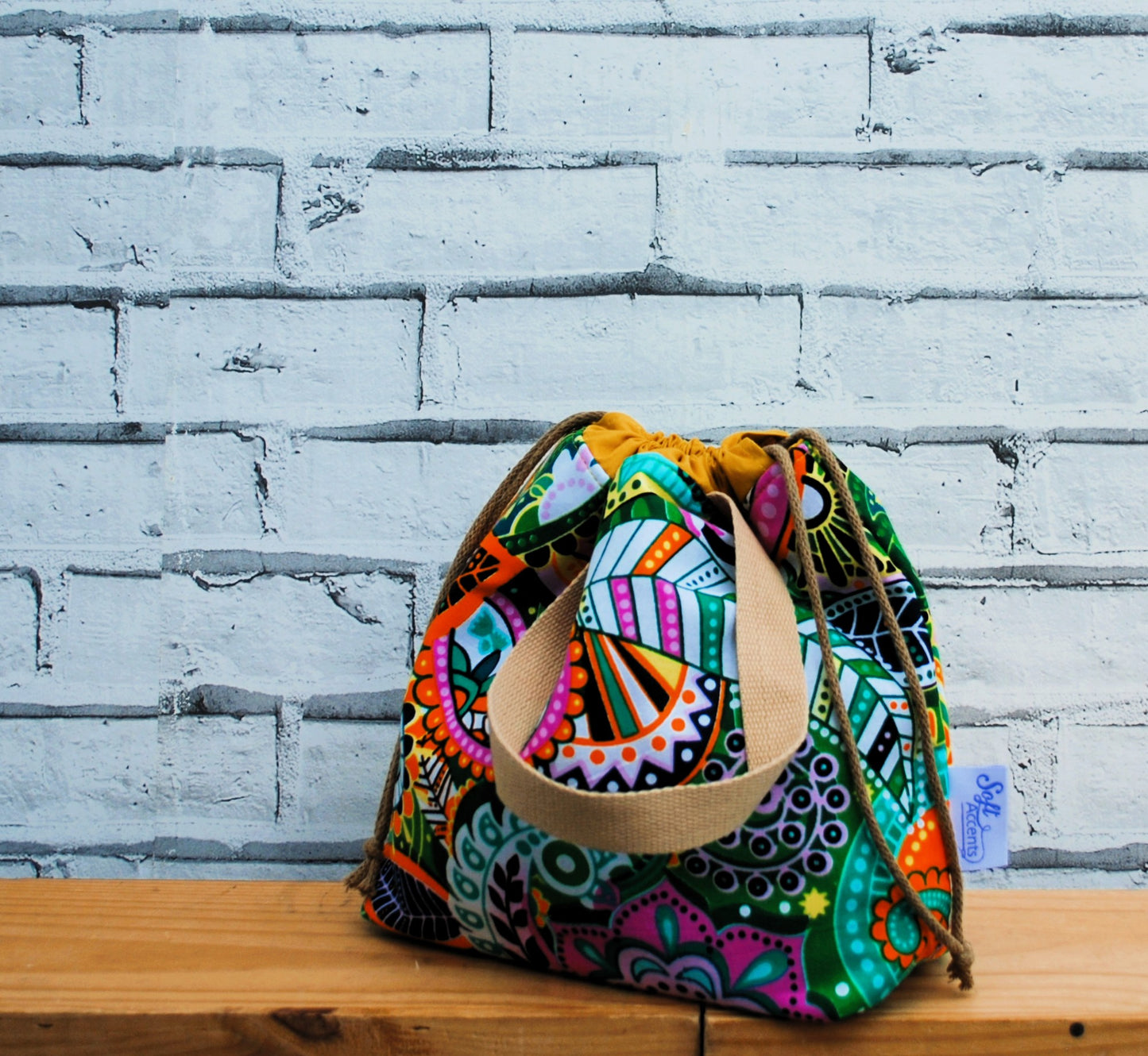 Medium African Print Fabric Project Bag