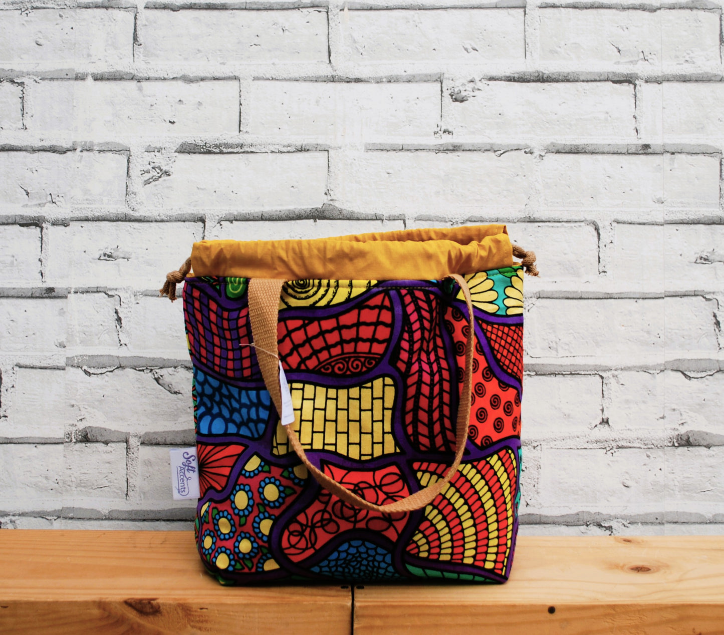 Medium African Print Fabric Project Bag