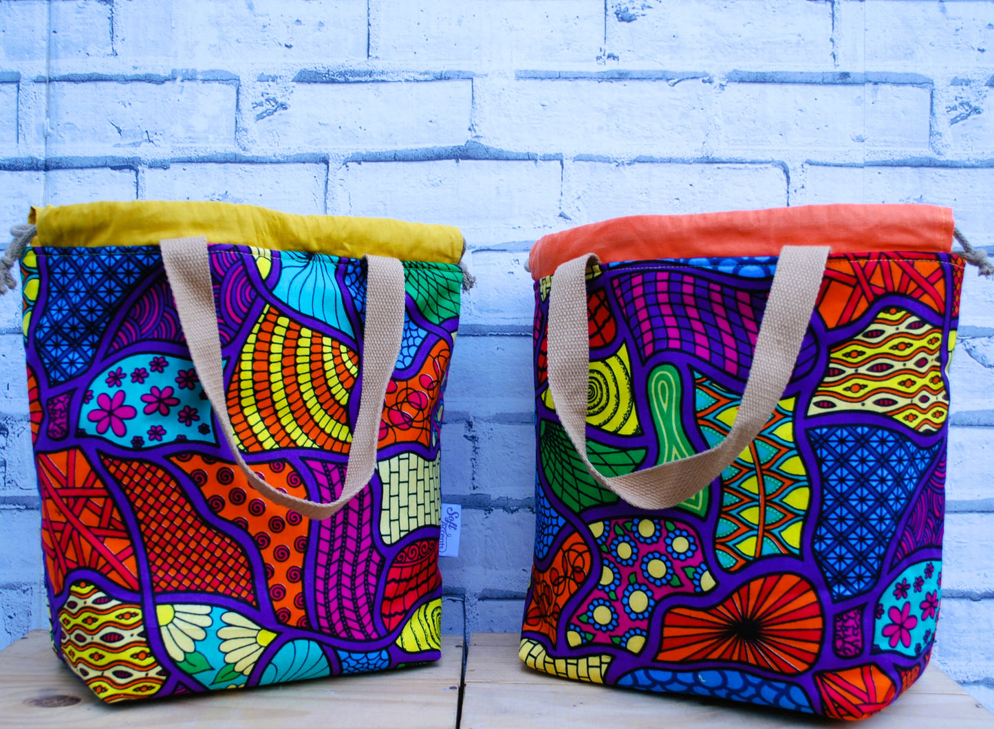 Large Colourful African Print Project Bag
