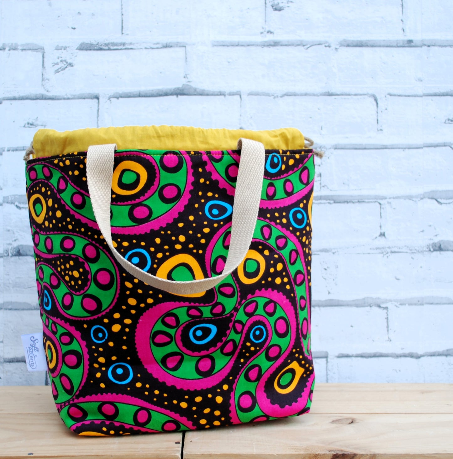 Large Project Bag - Abstract African Print Fabric