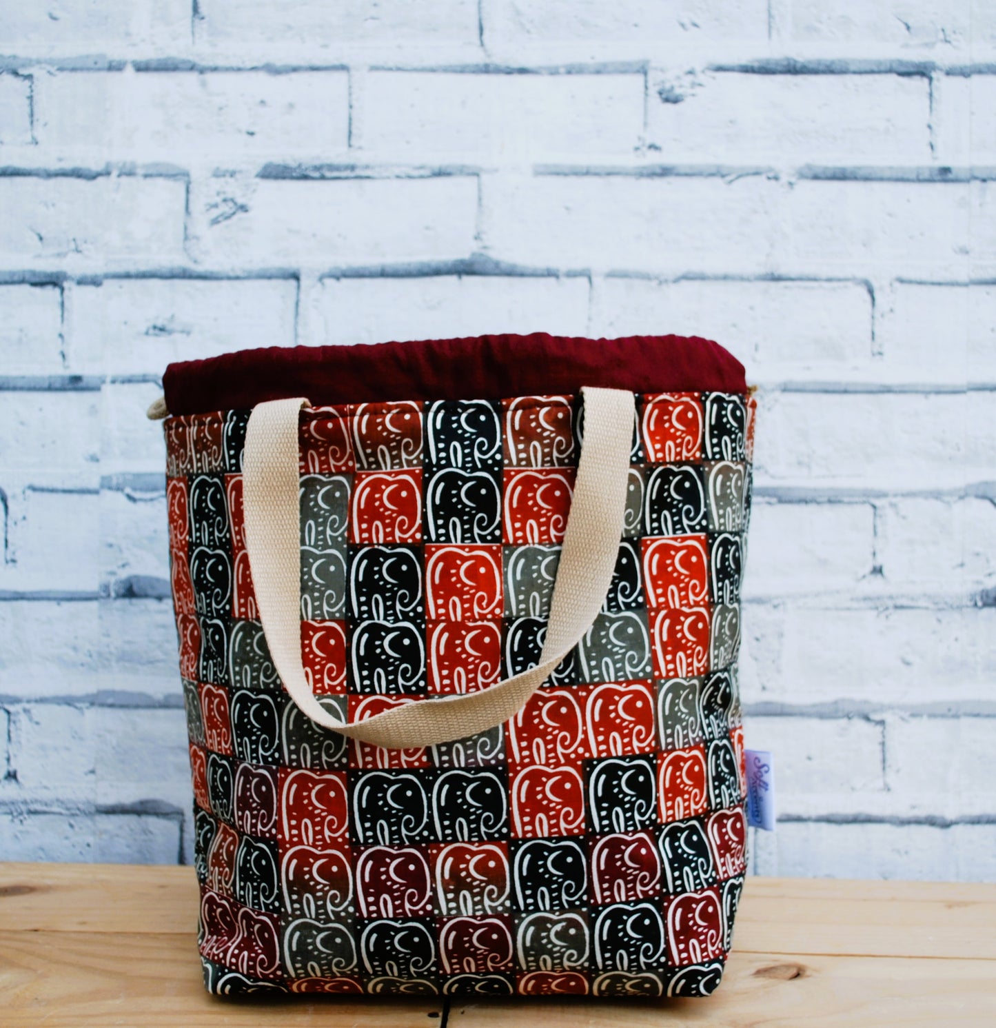 Large Project Bag - Screen Printed Cotton Fabric