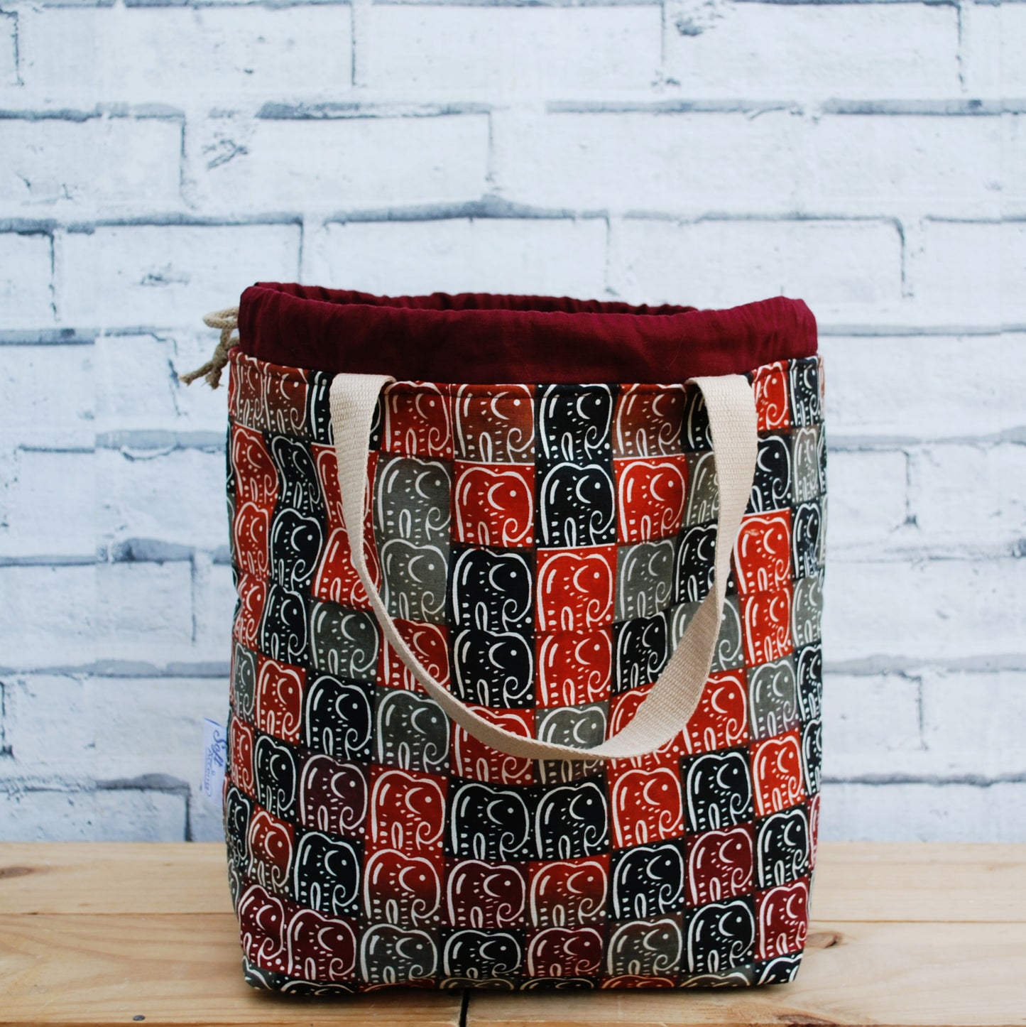 Large Project Bag - Screen Printed Cotton Fabric