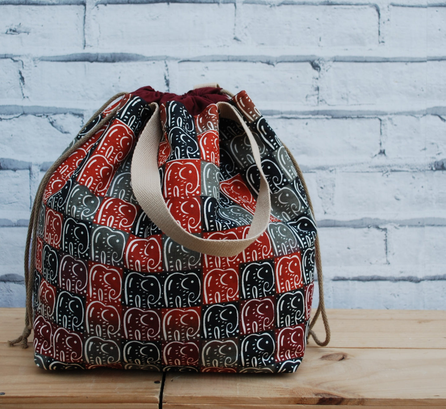 Large Project Bag - Screen Printed Cotton Fabric