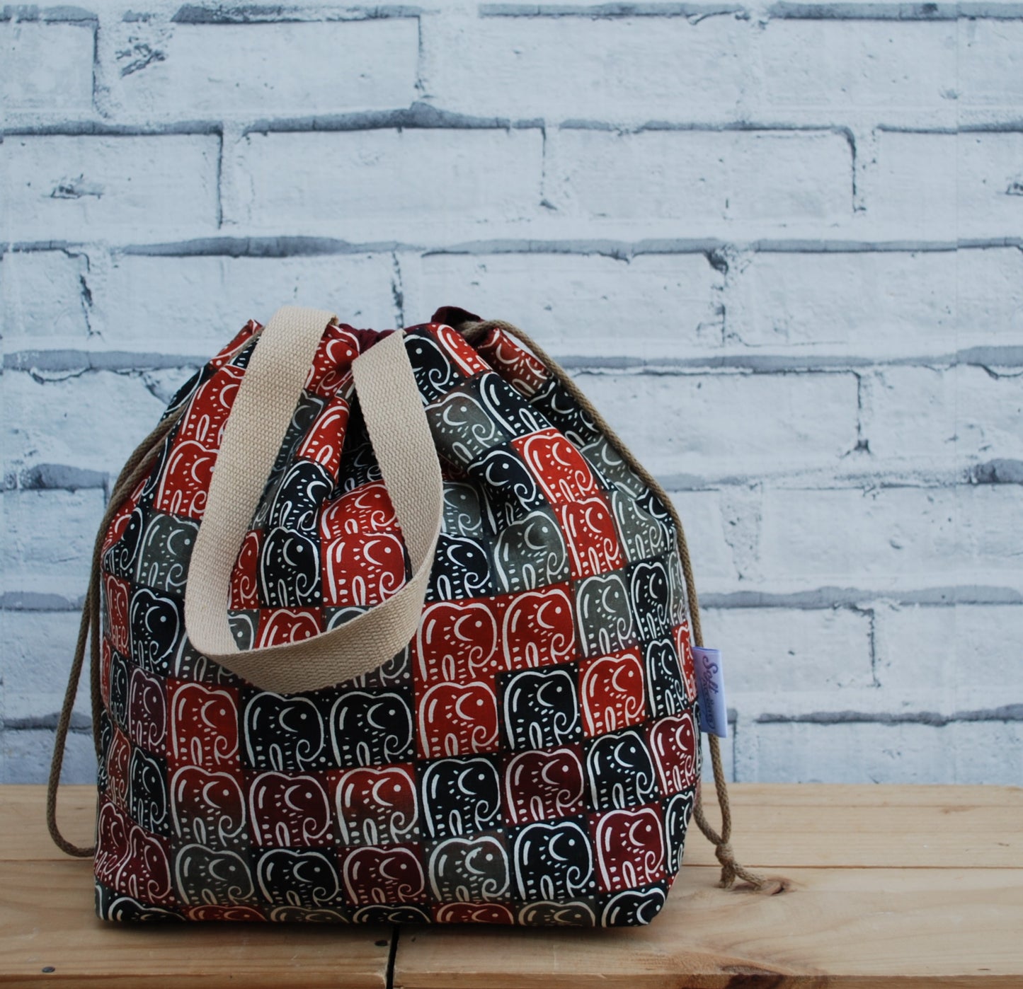 Large Project Bag - Screen Printed Cotton Fabric