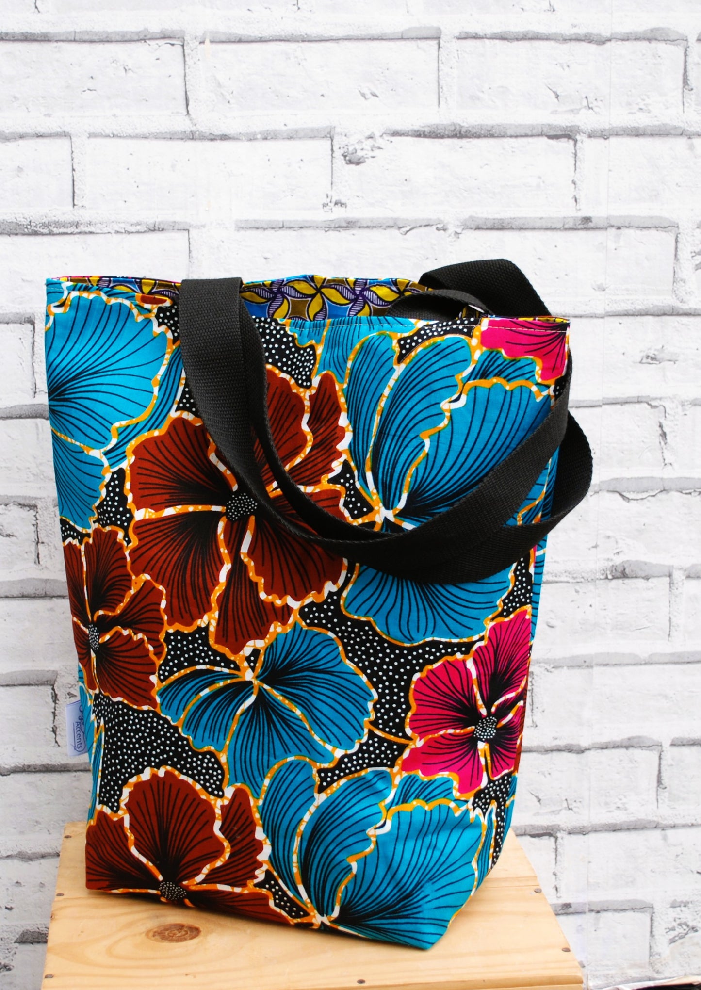 Large Colourful African Print Wax Tote Bag