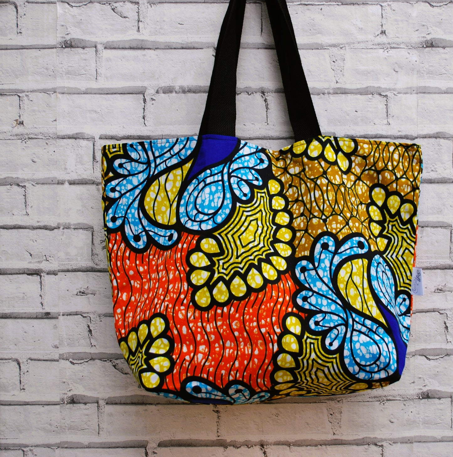 Large Colourful African Print Wax Tote Bag