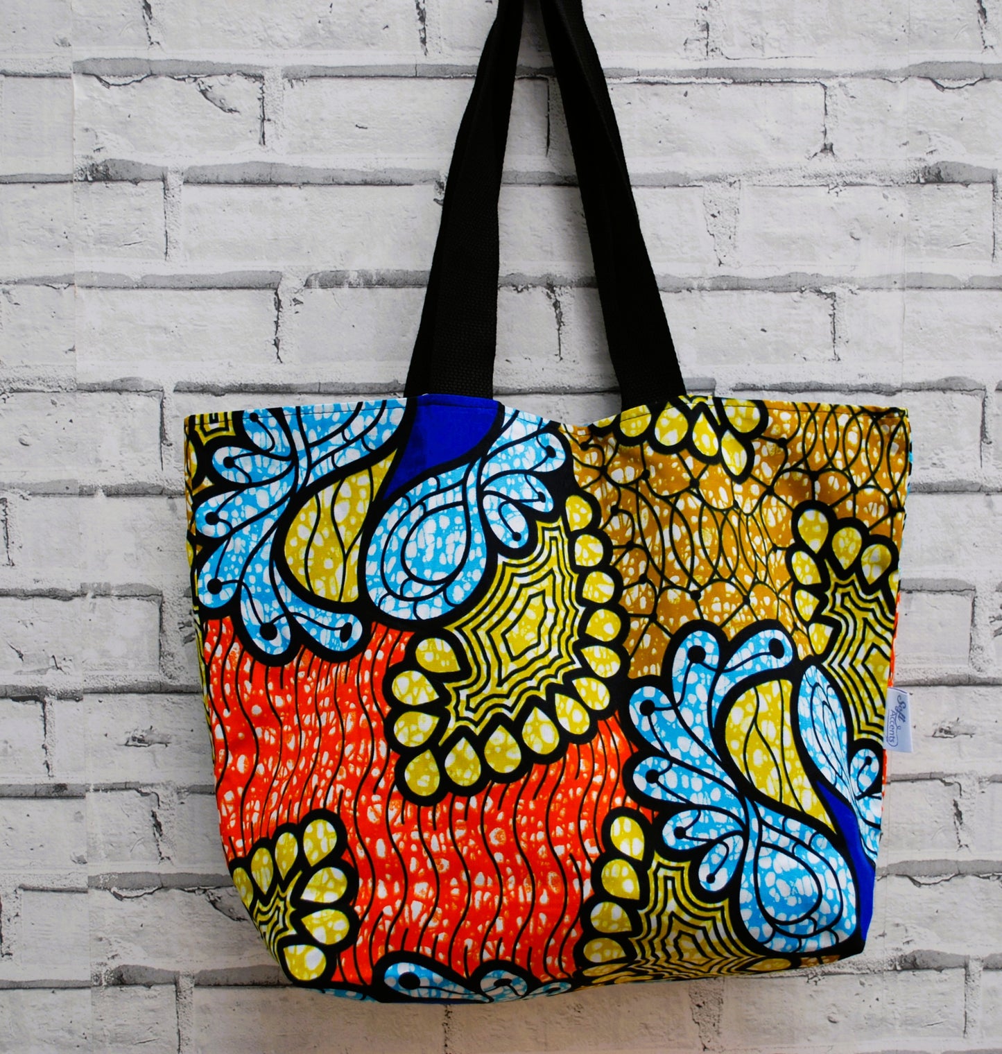 Large Colourful African Print Wax Tote Bag