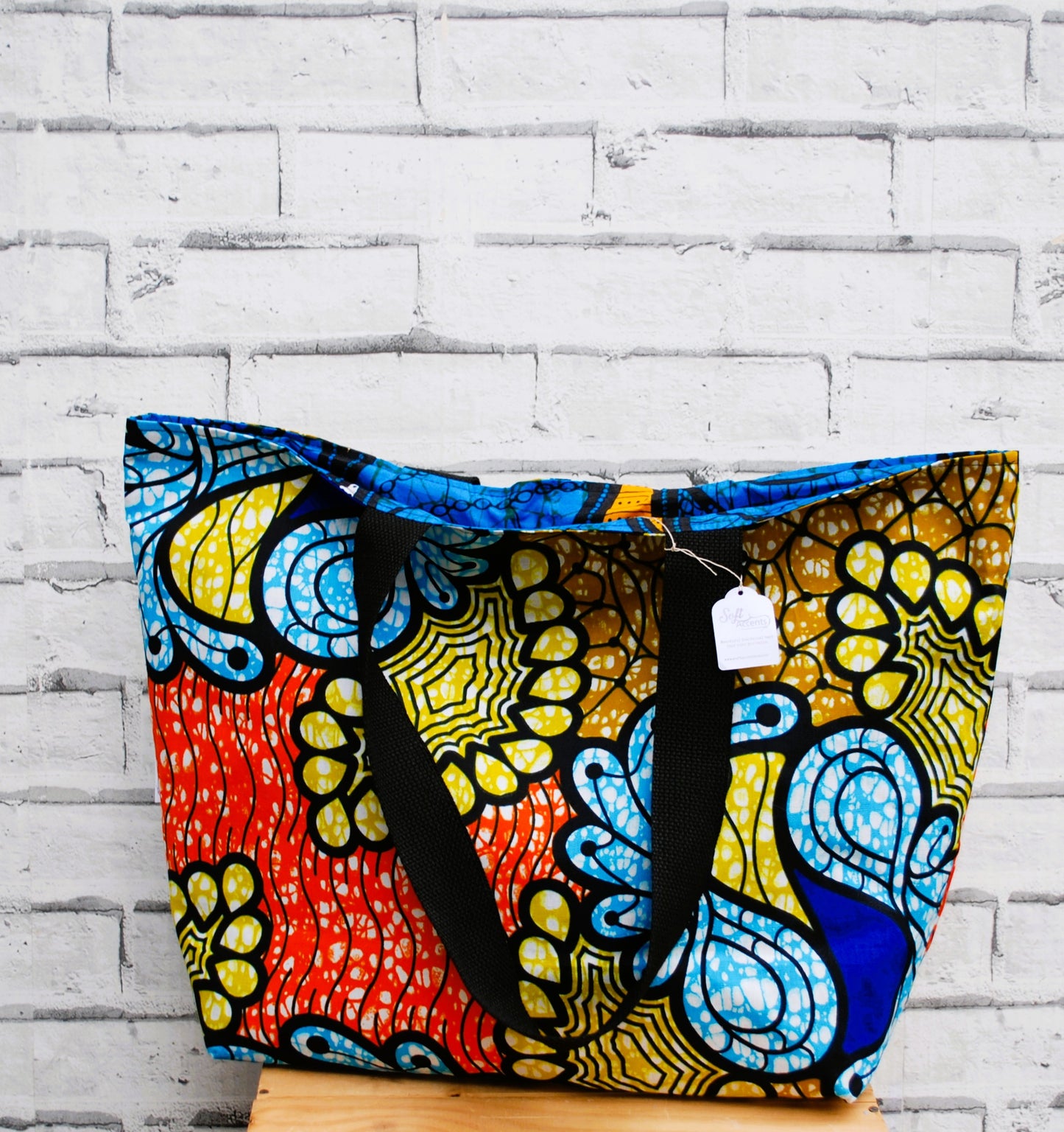 Large Colourful African Print Wax Tote Bag