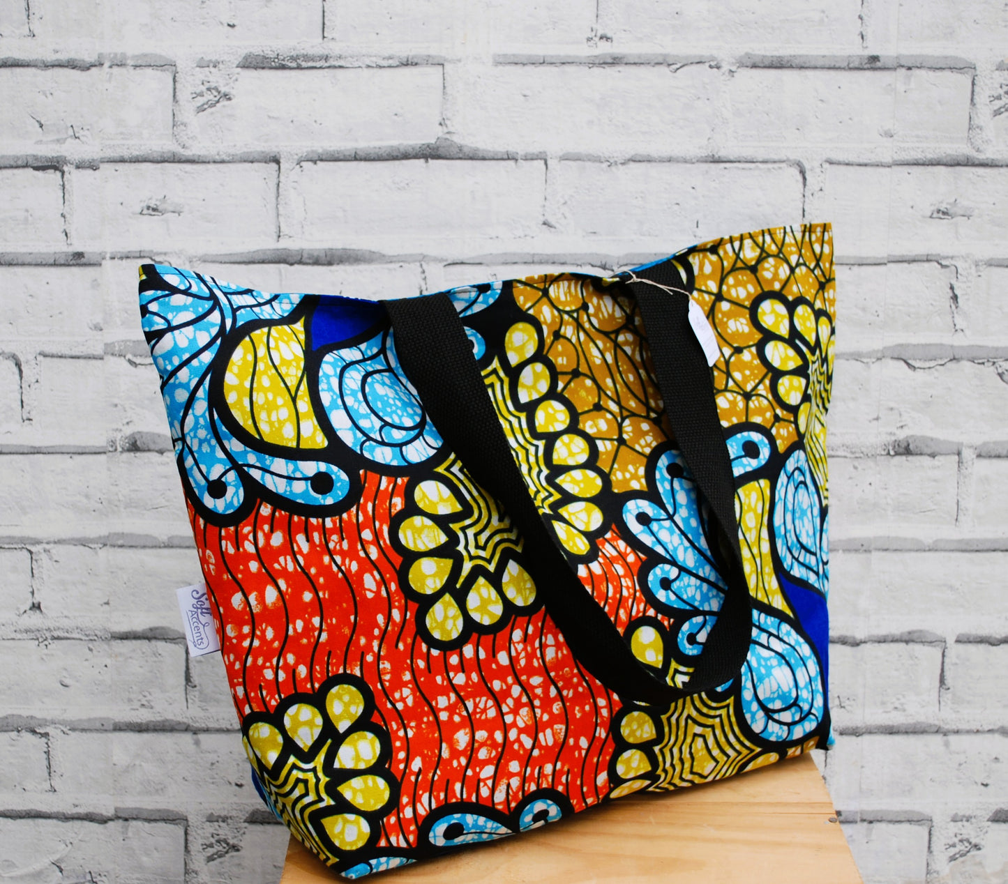Large Colourful African Print Wax Tote Bag