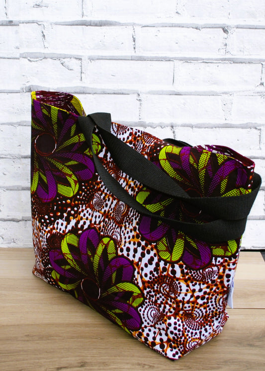 Large Colourful African Print Wax Tote Bag