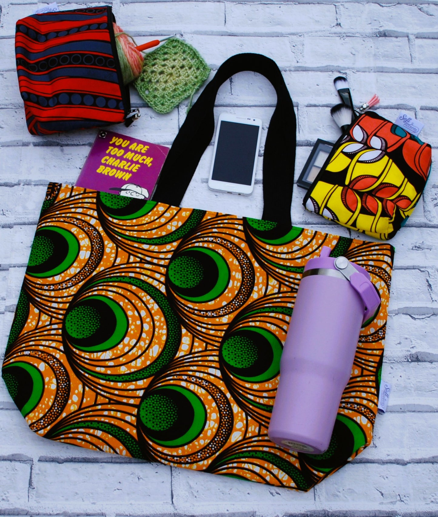 Large Colourful African Print Wax Tote Bag