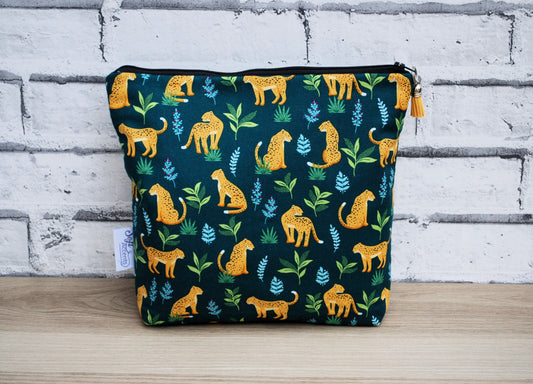 Teal Leopard Tall Wash Bag