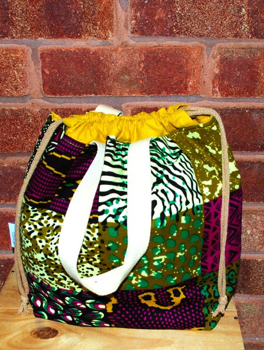 Large Colourful African Print Project Bag