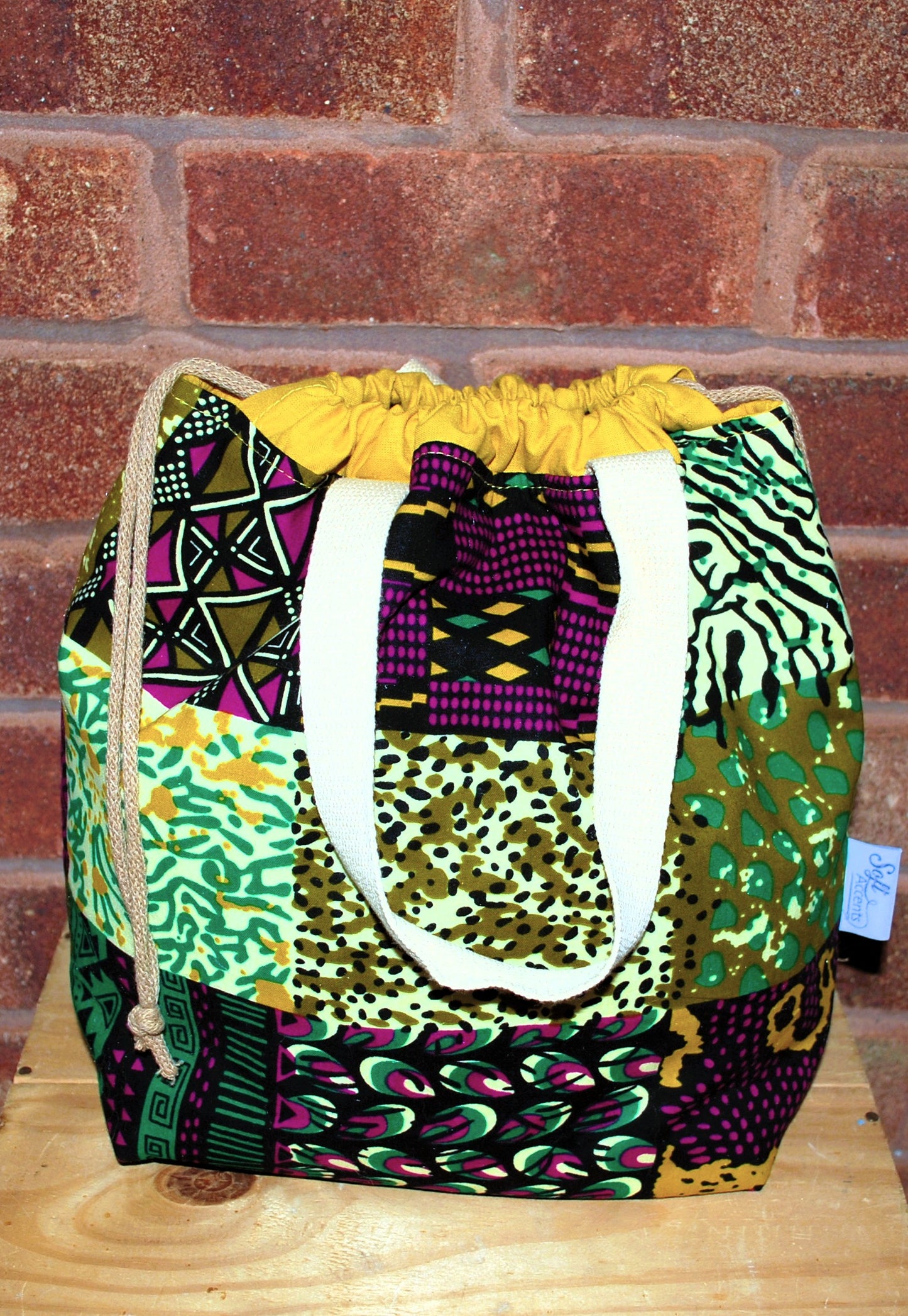 Large Colourful African Print Project Bag