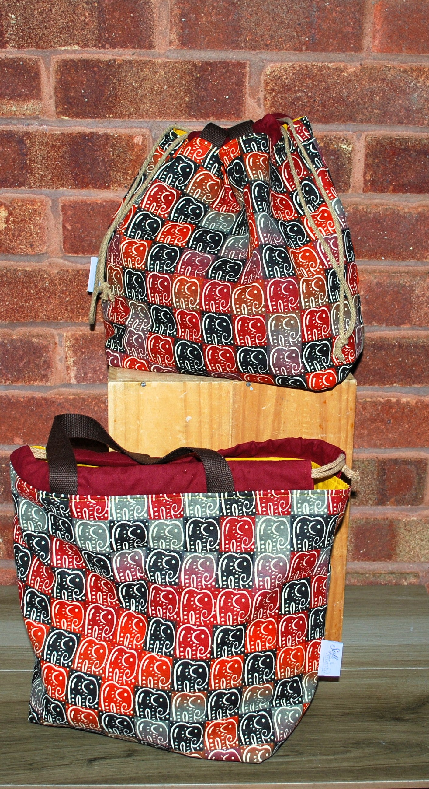 Large Colourful African Print Project Bag